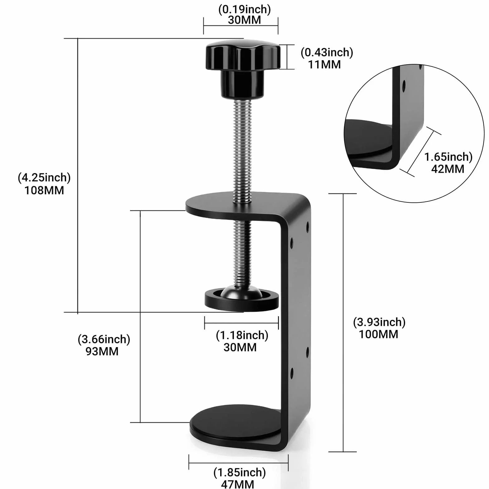 Zacisk C 7,6 cm z czterema małymi otworami z tyłu, 2-pak regulowanych zacisków biurkowych C do zakresu 1-8,9 cm, wszechstronny zacisk do hamulca, montażu części, mocowania, spawania, obróbki