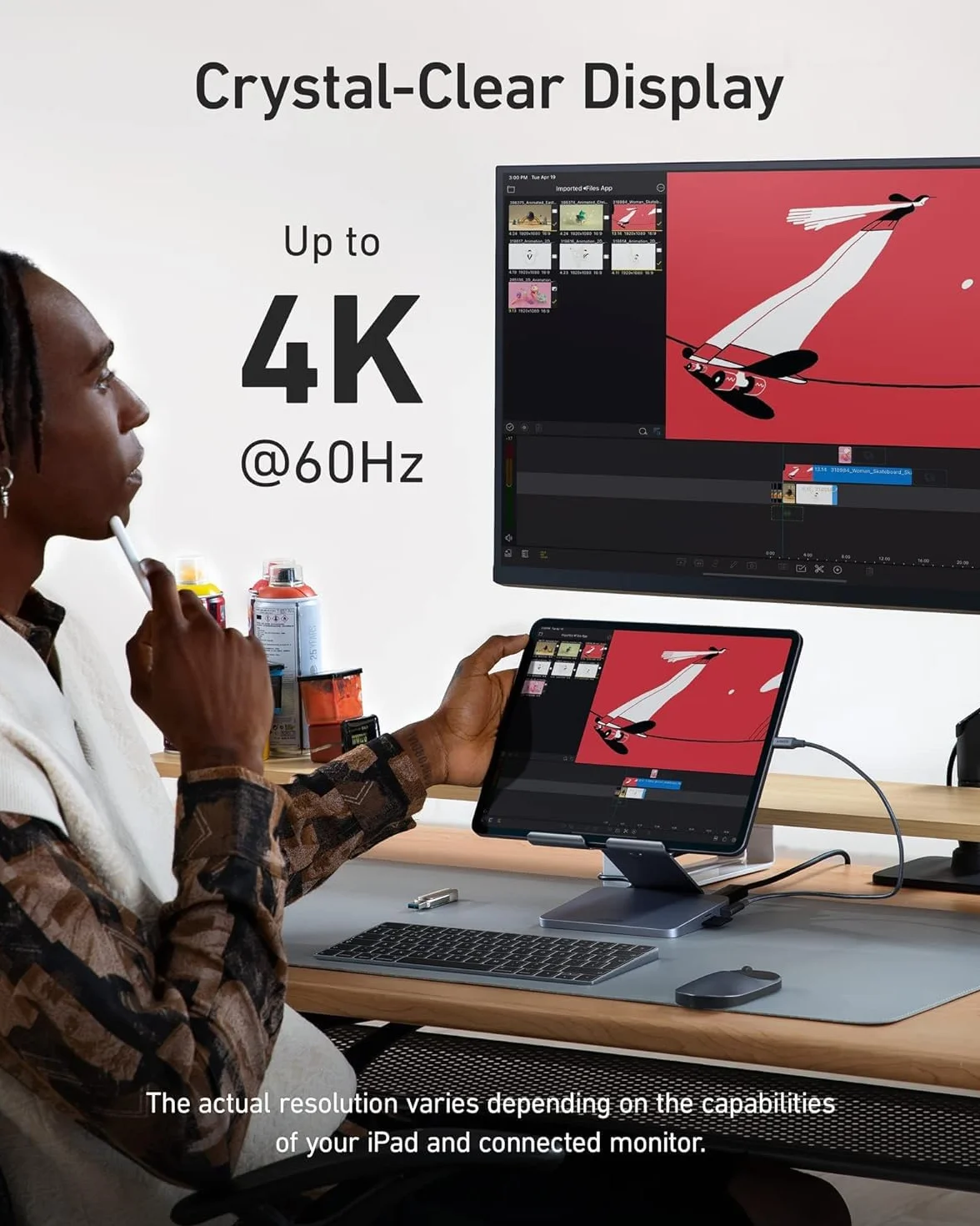 Anker USB C Hub 551 8-in-1 with Folding Tablet Stand, Power Input, 4K HDMI, 2 USB-A Data Ports, 3.5mm AUX and MicroSD/SD Card Slots for iPad Pro and More