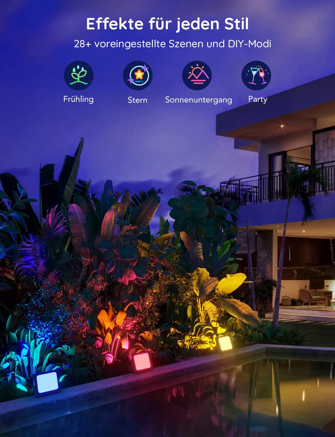 Govee RGBICWW Smart LED Spotlight, WiFi Outdoor Spotlight Works with Alexa, 2700-6500K, Dimmable LED Light with Colour Changing, IP66 Waterproof, Pack of 4