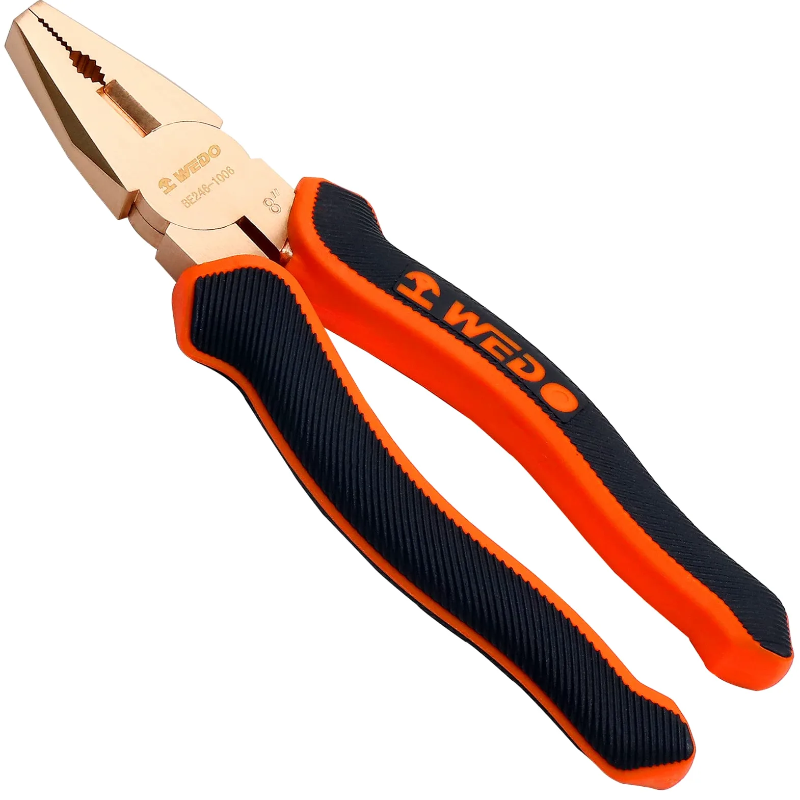 WEDO Nieiskrzące szczypce liniowe 17,8 cm, beziskrowe bezpieczne szczypce do cięcia bocznego, szczypce kombinowane, ściągacze drutu, zaciskarka, niemagnetyczne, standard DIN, certyfikat BAM i FM,