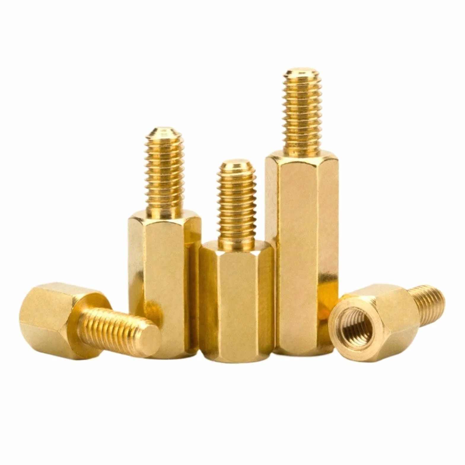 10 sztuk/partia M2 M2.5 M3 M4 M5 sześciokątne śruby dystansowe mosiężne gwintowane filary PCB komputer PC płyta główna dystans dystansowy(55mm x10pcs)