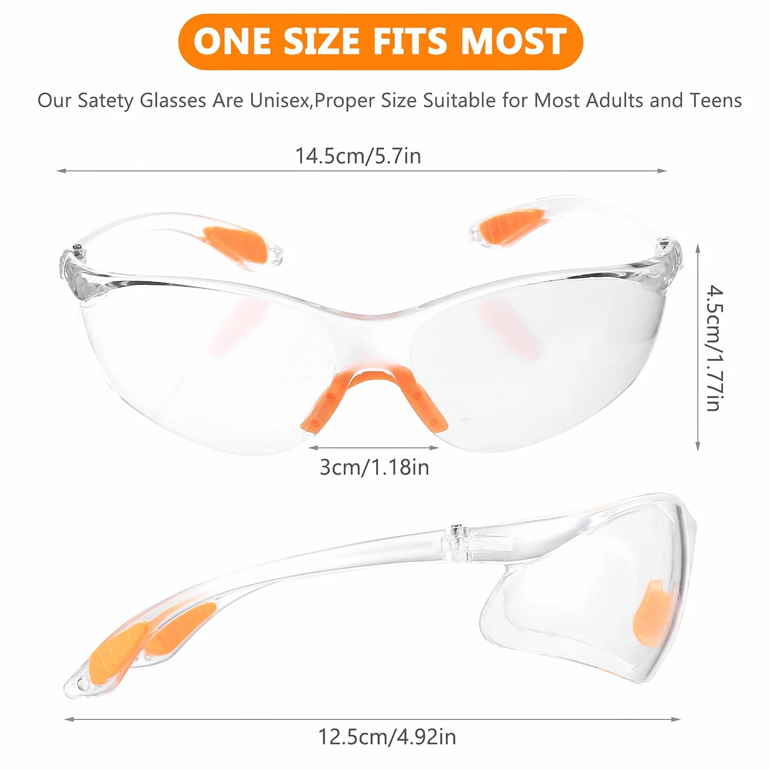 10 sztuk okularów ochronnych, okulary ochronne, przezroczyste, z gumową wkładką, okulary ochronne do sportów strzeleckich, okulary laboratoryjne, okulary rowerowe, dla mężczyzn i kobiet