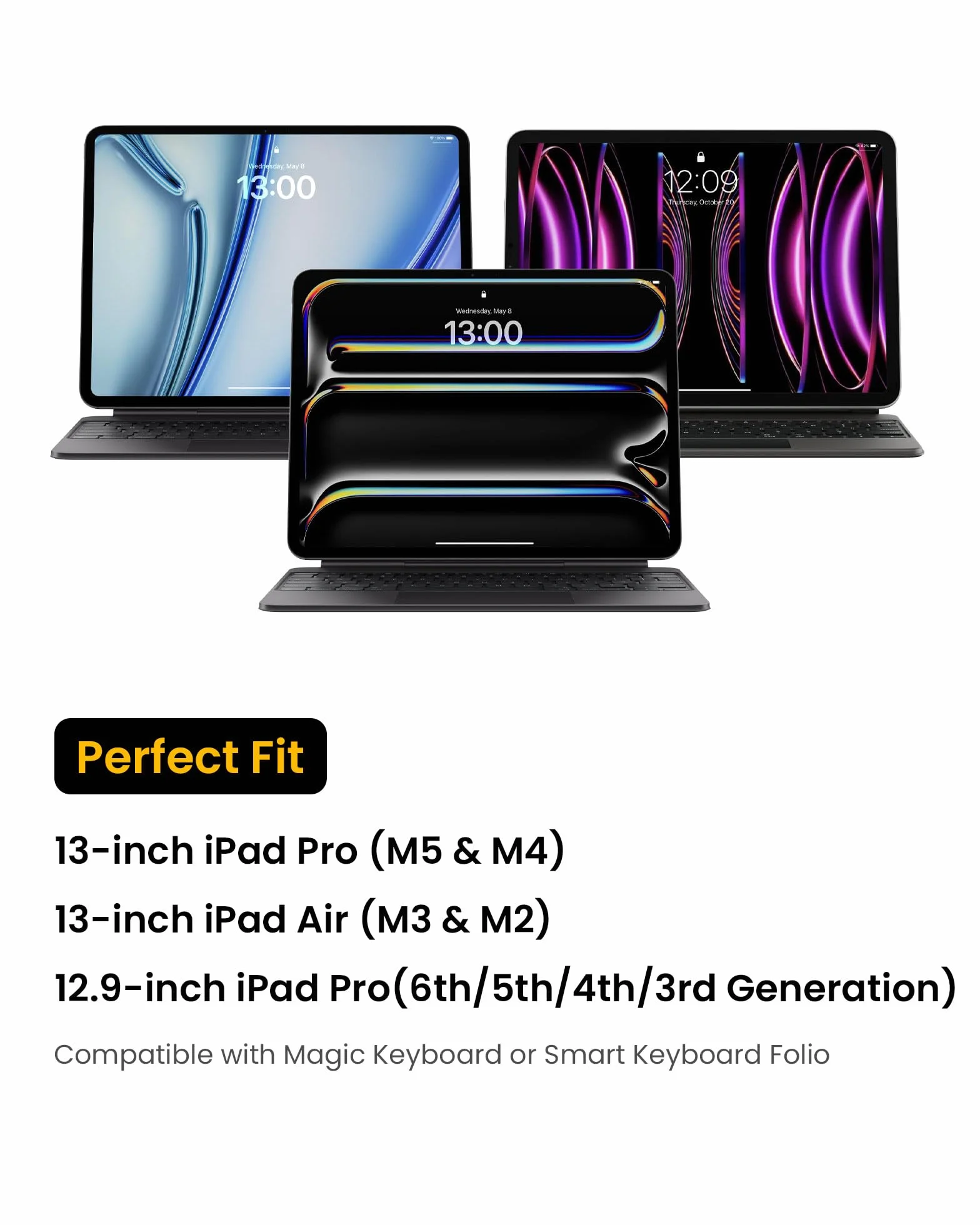tomtoc portfolio Etui na tablet do 13 calowy iPad Pro M5/M4 & iPad Air M3/M2, twarda obudowa do Magic/Smart Keyboard