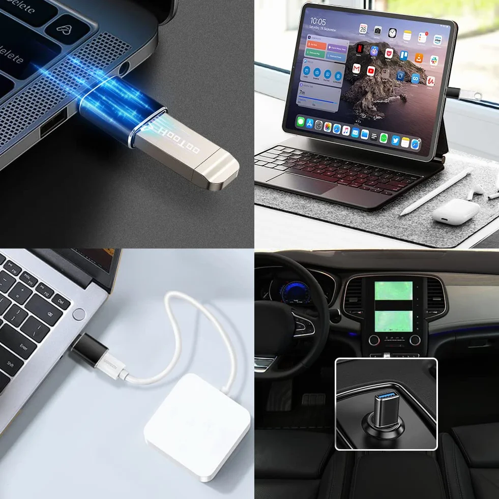 AXFEE Adapter USB C na USB, micro USB na USB C, superszybki transfer danych i szybkie ładowanie, kompatybilny z iPhone/PC/Samsung/iPad/laptop/MacBook, 4 sztuki