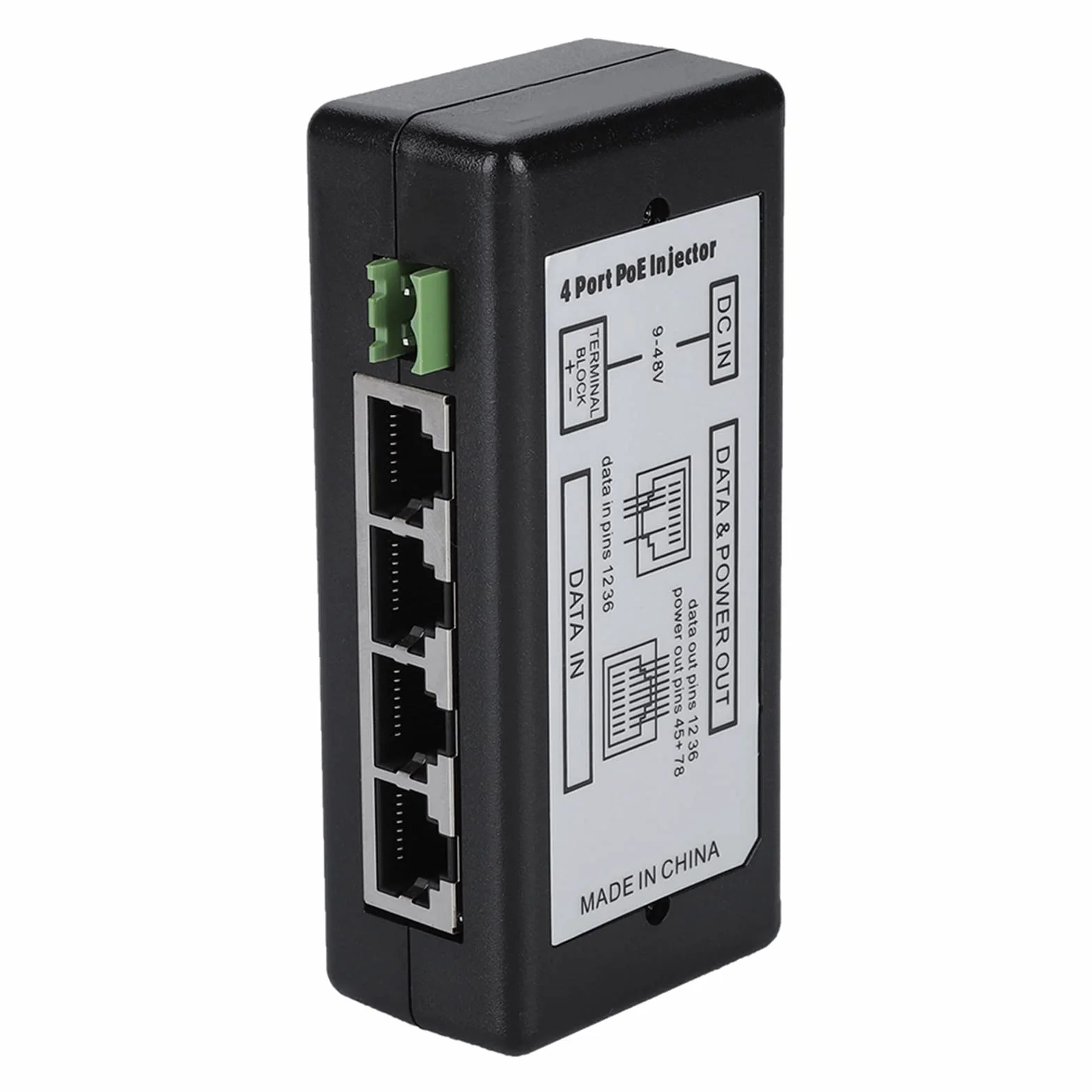 Przełącznik PoE 4-portowy 12-48V wtryskiwacz zasilania Ethernet do kamery IP