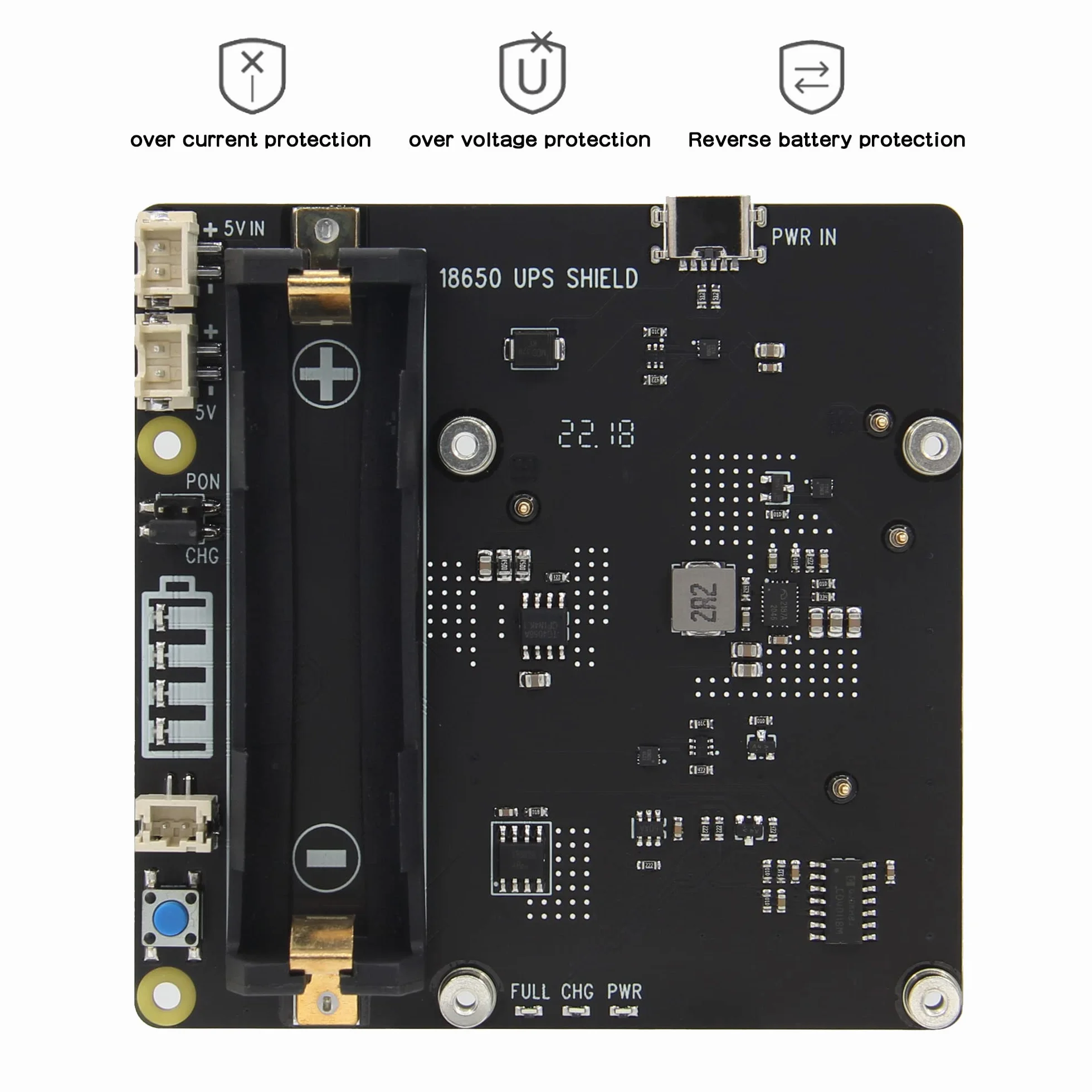 Geekworm Raspberry Pi 4 UPS X703, Ultra-compact 18650 UPS Shield with Auto Power On for Raspberry Pi 4 8GB/4GB/2GB Only