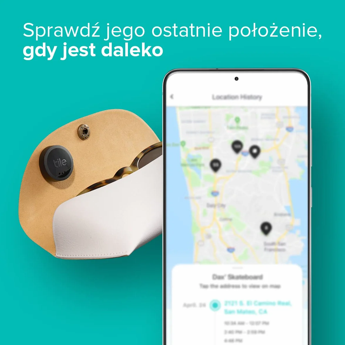 Bluetooth Tile Naklejka 1-pak zasięg 45 m czarna