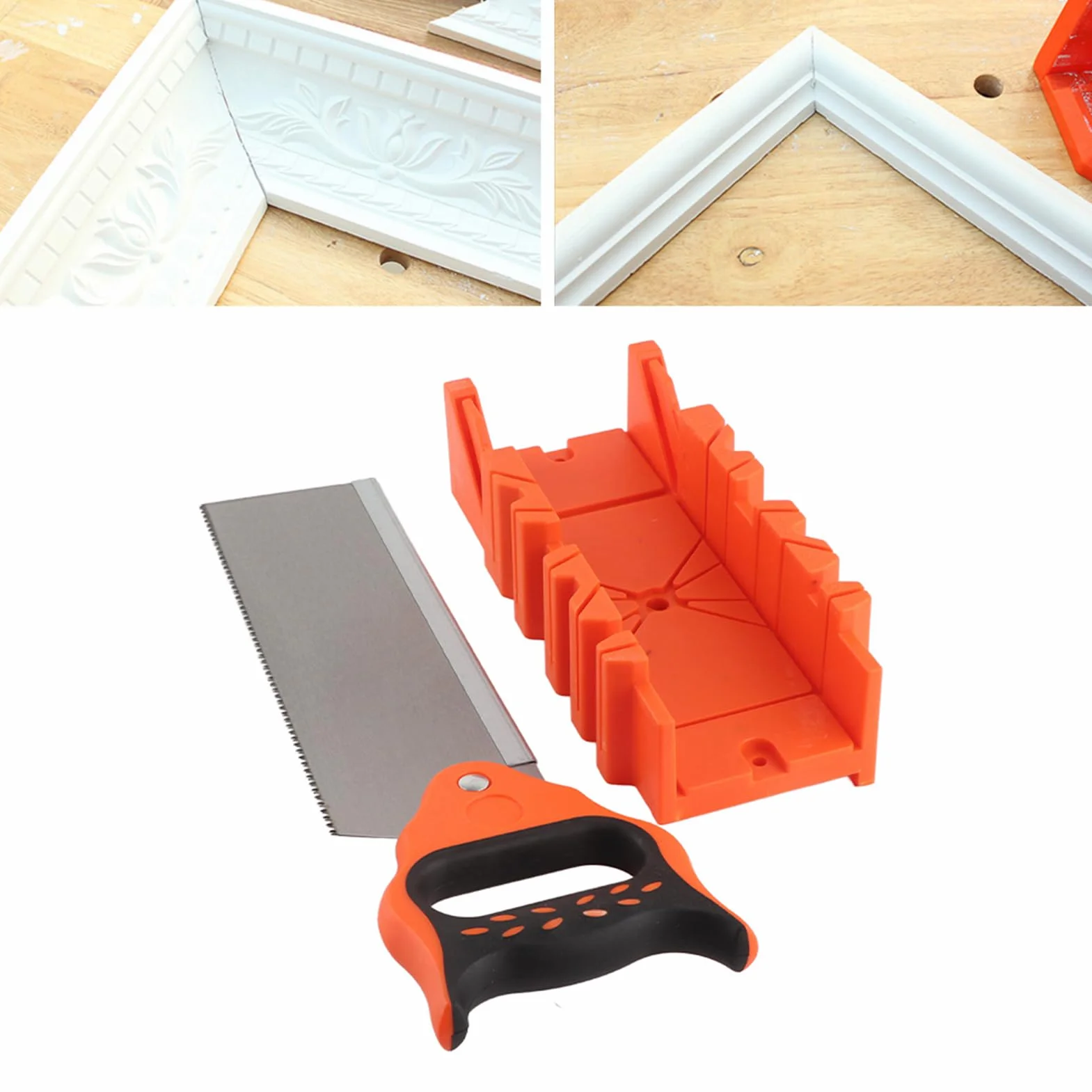 Skrzynka ukośna z tworzywa sztucznego, 29,2 cm, z piłą grzbietową 46 cm, kąt cięcia 22,5°/45°/90°, do obróbki drewna DIY, dekoracji, rzemiosła