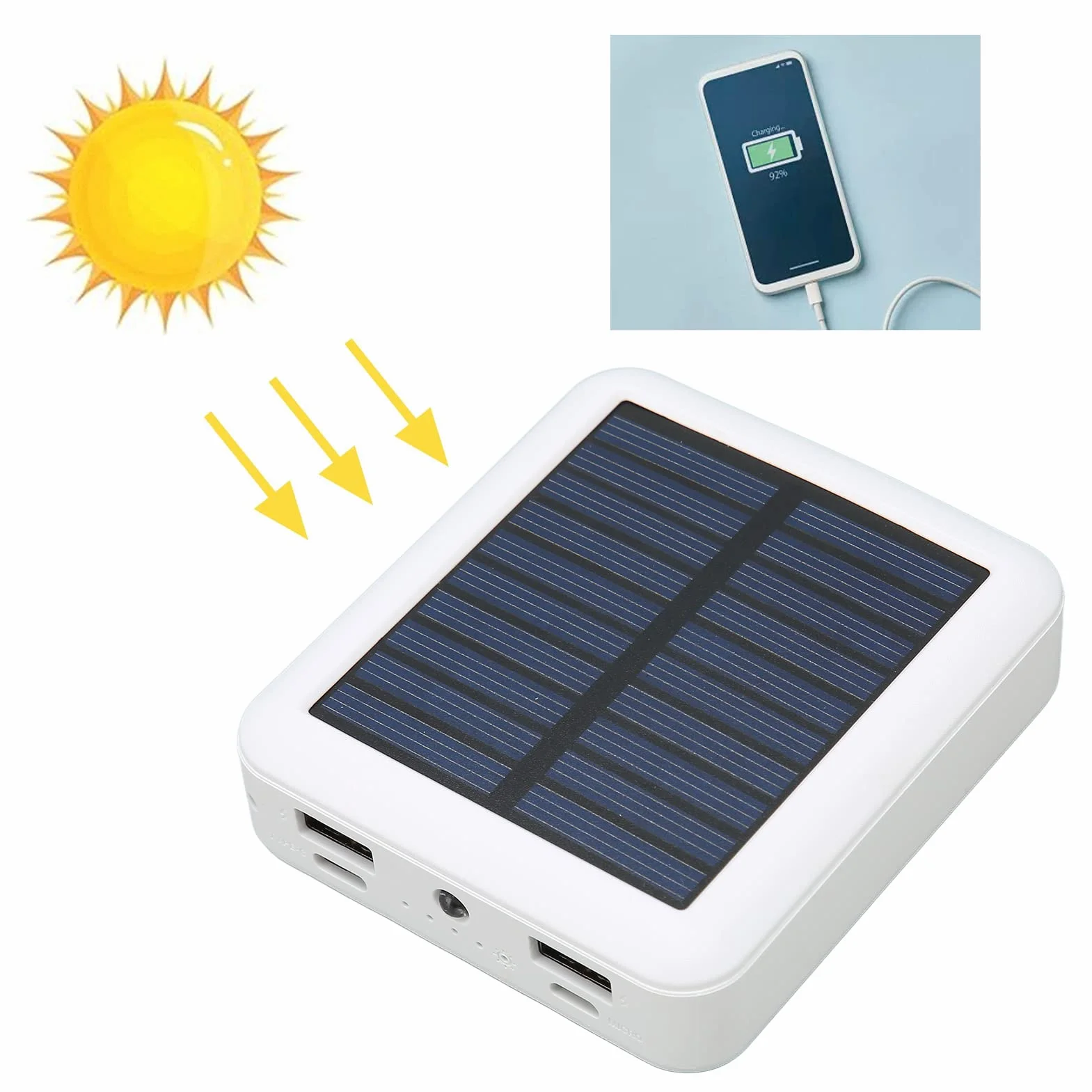 Solar Power Bank 20000mAh Outdoor Wasserdicht Weiß