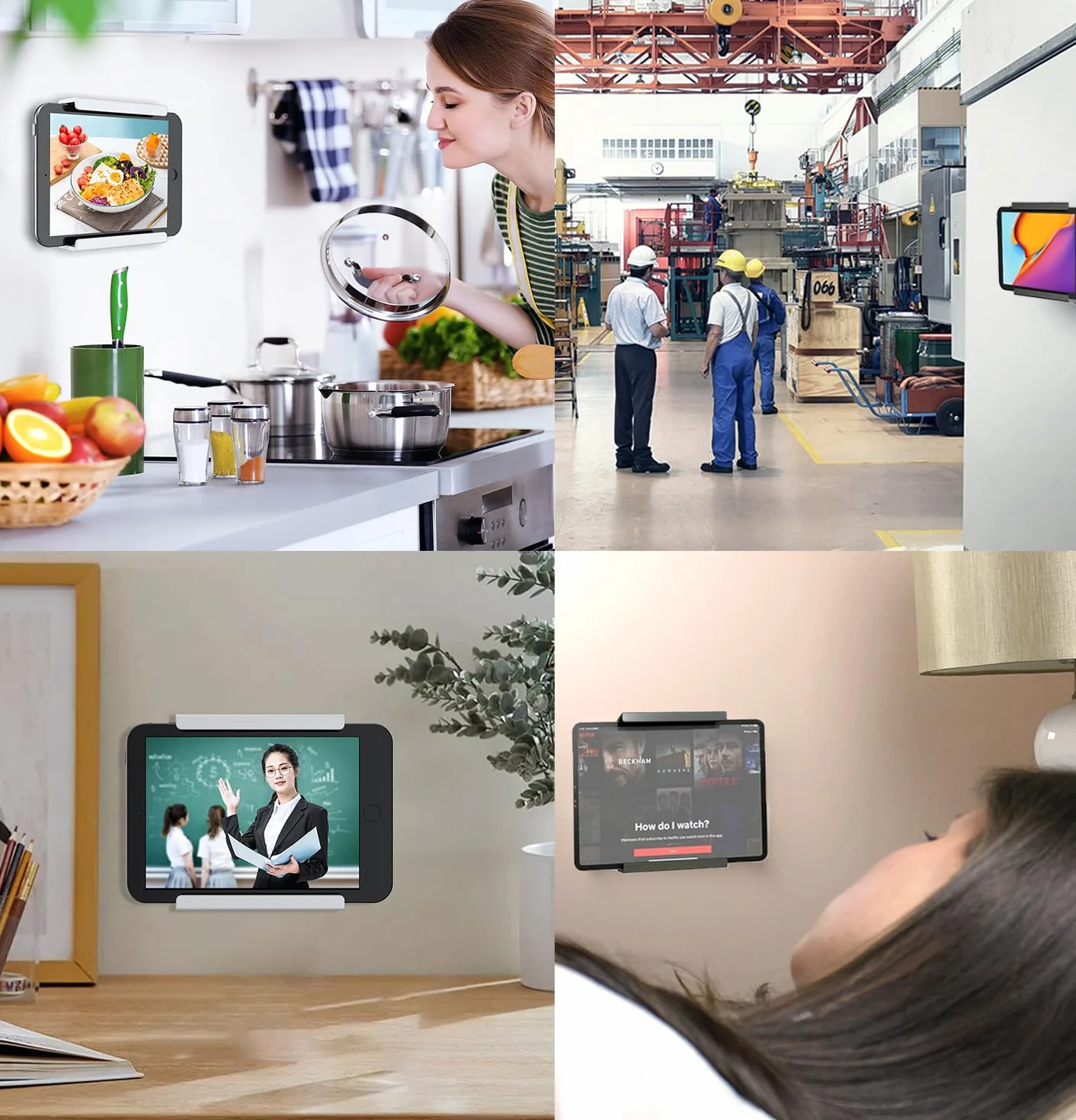 Uchwyt ścienny na tablet czarny kompatybilny iPad Samsung Xiaomi Lenovo