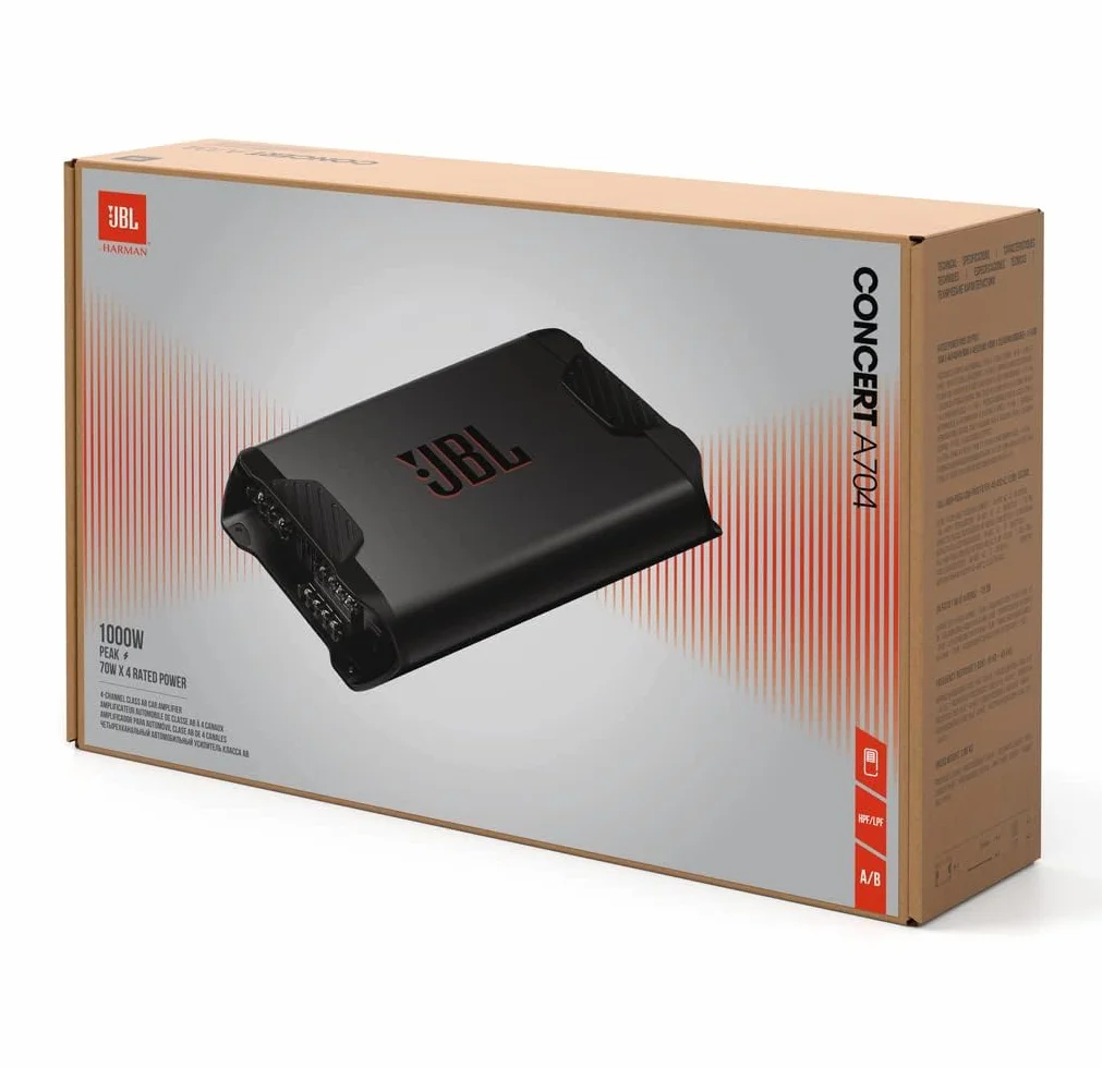 JBL Concert A704 4-kanałowy wzmacniacz samochodowy klasy AB 4x70W RMS 1000W szczytowych