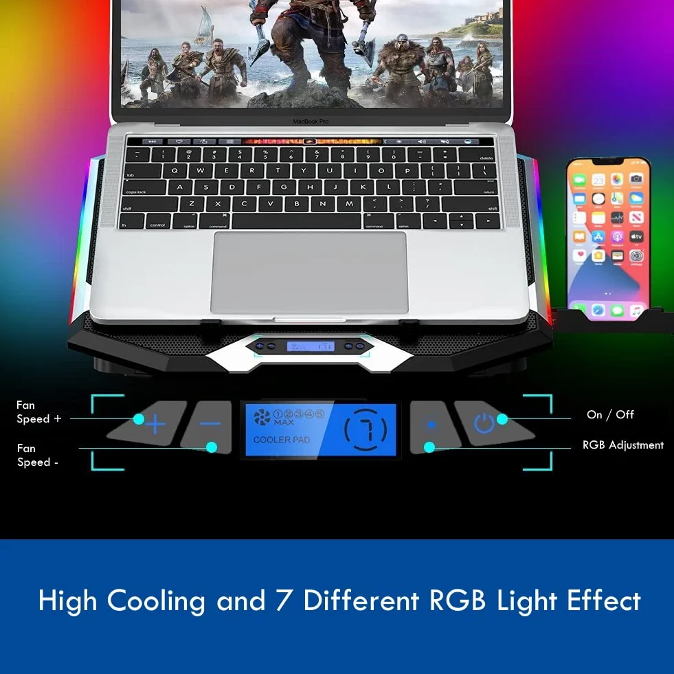 EWENT BAZA NOTEBOOK Z 6 regulowanymi i RGB WENTYLATORAMI