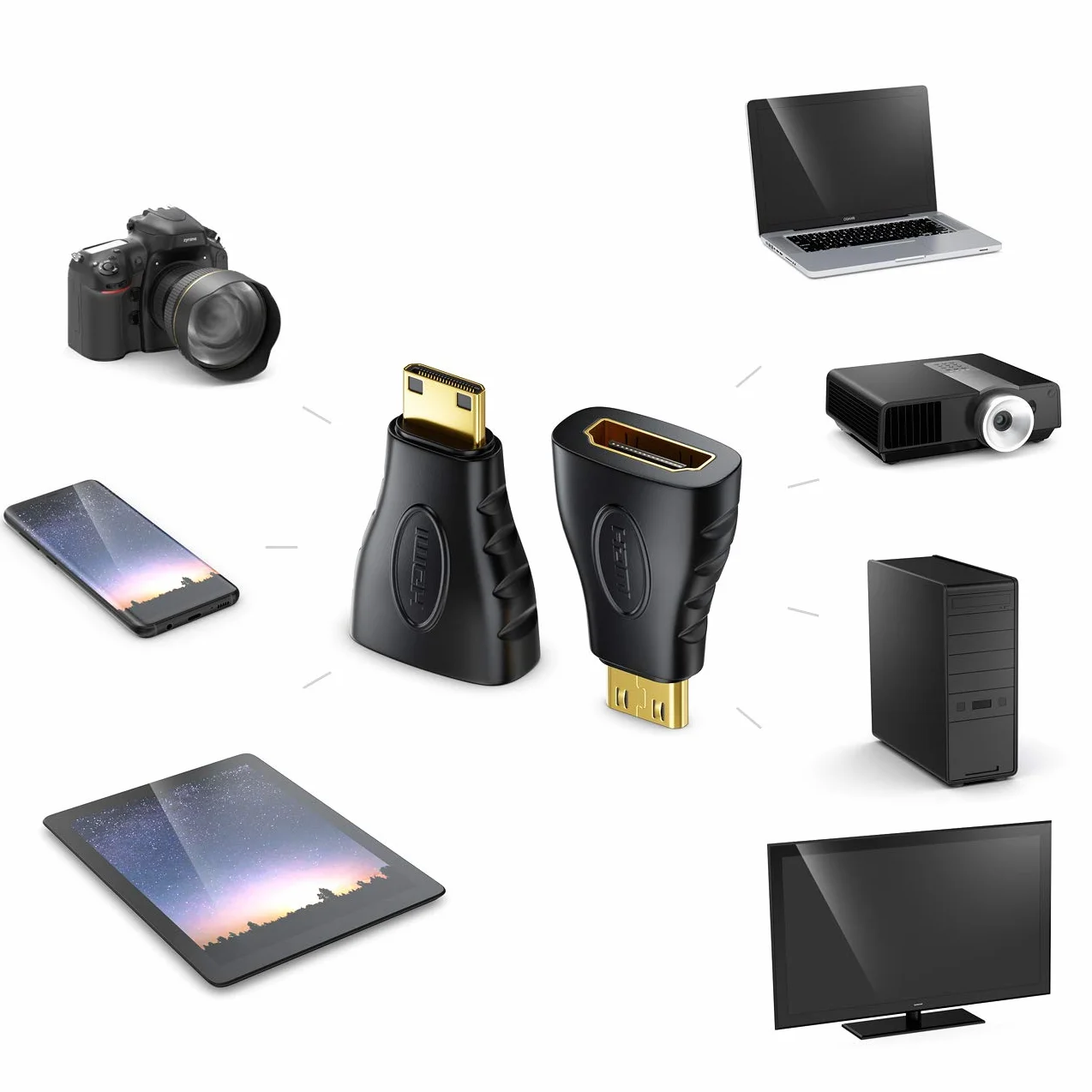 deleyCON Adapter HDMI do Mini HDMI Gniazdo 1920x1200 1080p Czarny