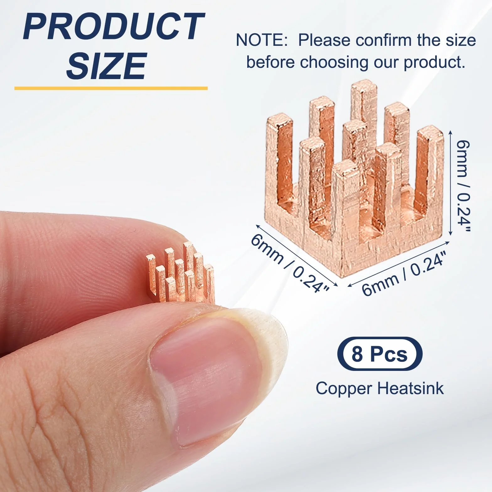 PATIKIL Radiator miedziany 6x6x6mm 8 szt. CPU Tranzystor mocy FET IC
