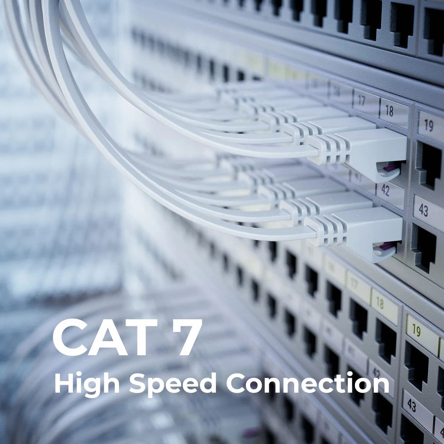 deleyCON 2m Płaski CAT7 Kabel Sieciowy 10 Gbit/s Gigabit LAN RJ45 Ethernet Patchkabel Biały