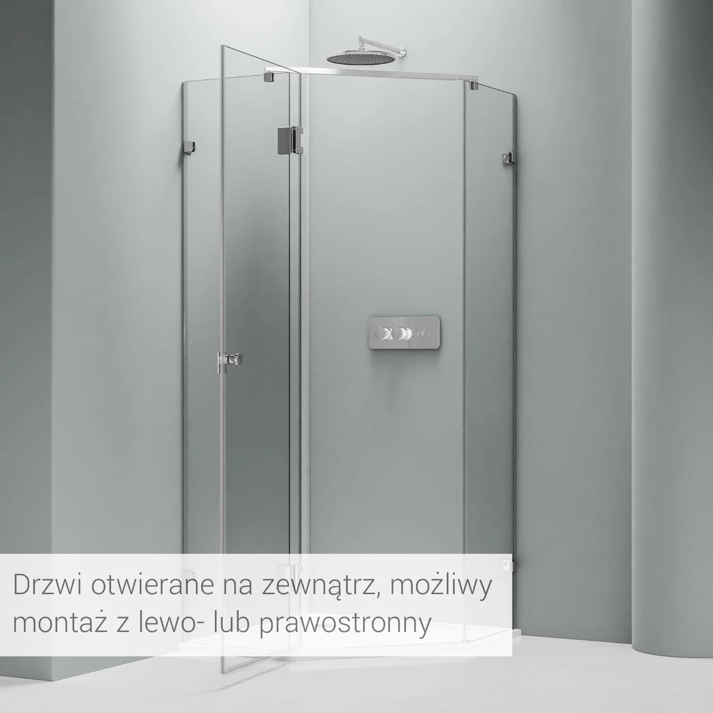 Kabina prysznicowa pięciokątna NANO prawdziwe szkło EX415-90x90x195cm