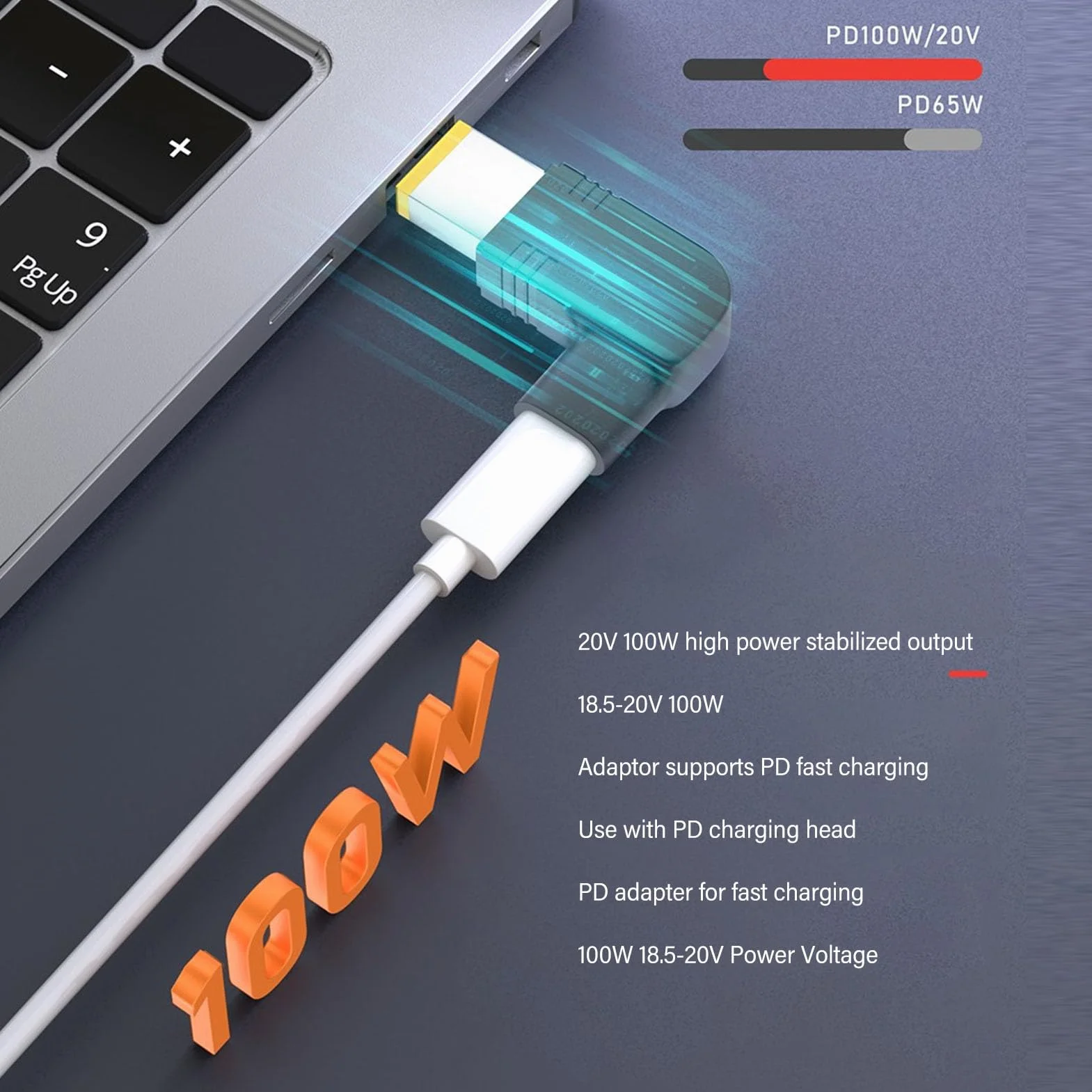 Adapter USB C na DC 4,0 mm x 1,35 mm 100 W PD Typ C żeński na męski 18,5–20 V USB 3.1