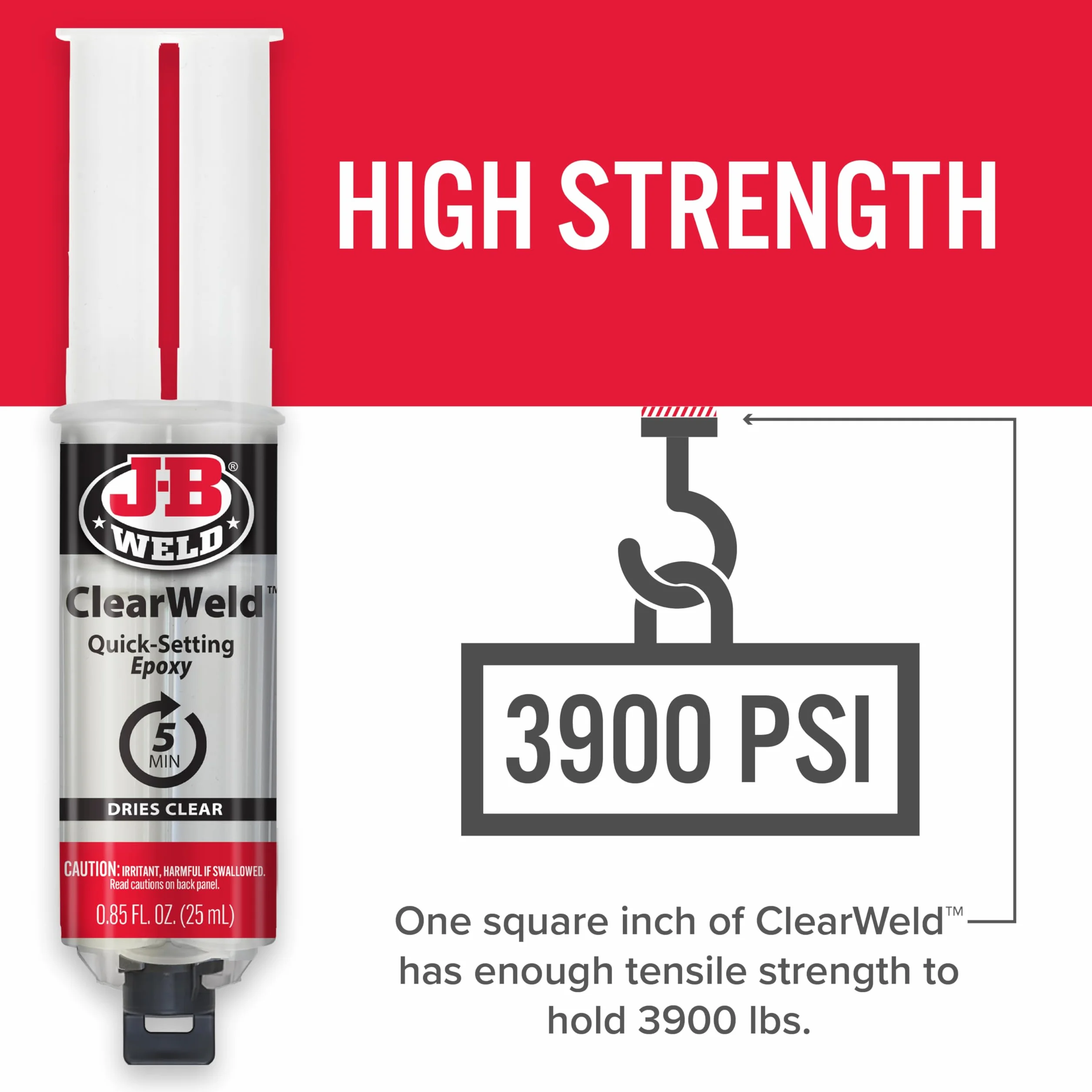 J-B Weld JB Weld 50112UK ClearWeld Szybkowiążący Epoksyd 25 ml, Przezroczysty, 25 ml Jasne 500ml