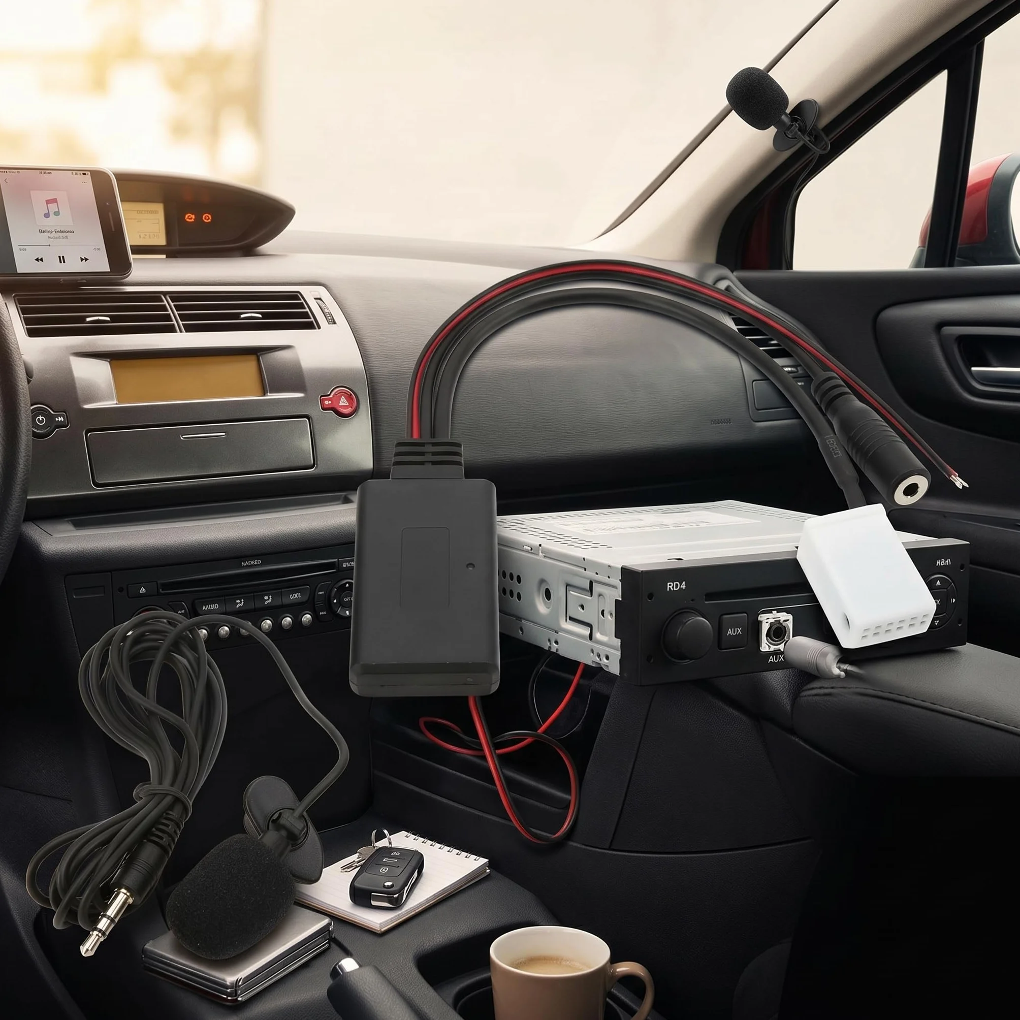 12-pinowy adapter do radia samochodowego RD4 Bluetooth z kablem audio Aux do Citroena C2 C3 C4