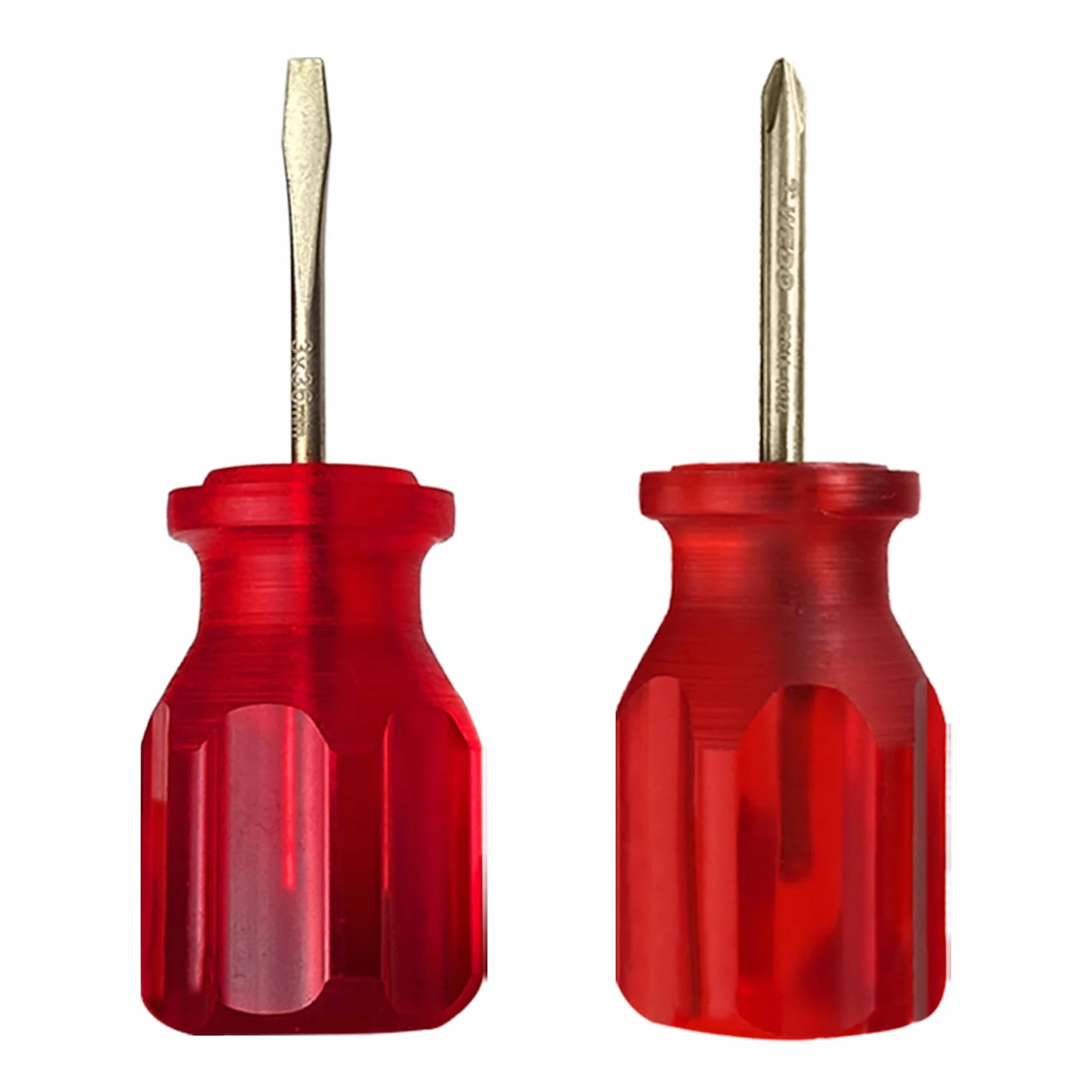 WEDO Zestaw 2 nieiskrzących wkrętaków płaskich i krzyżowych, kieszonkowe narzędzie do naprawy z łbem płaskim i krzyżowym, aluminiowy brąz, standard DIN, certyfikat BAM i FM, do ciasnych przestrzeni