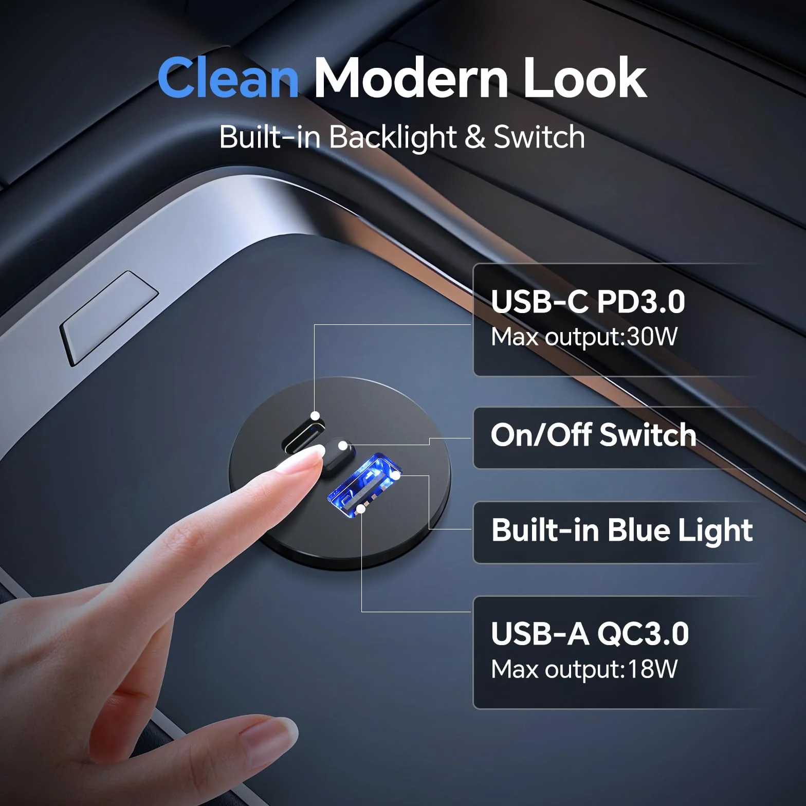 Acegoo Gniazdo USB C 12V Kamper 48W Aluminium Ładowarka samochodowa PD3.0 QC3.0 szybkie ładowanie 2 szt.