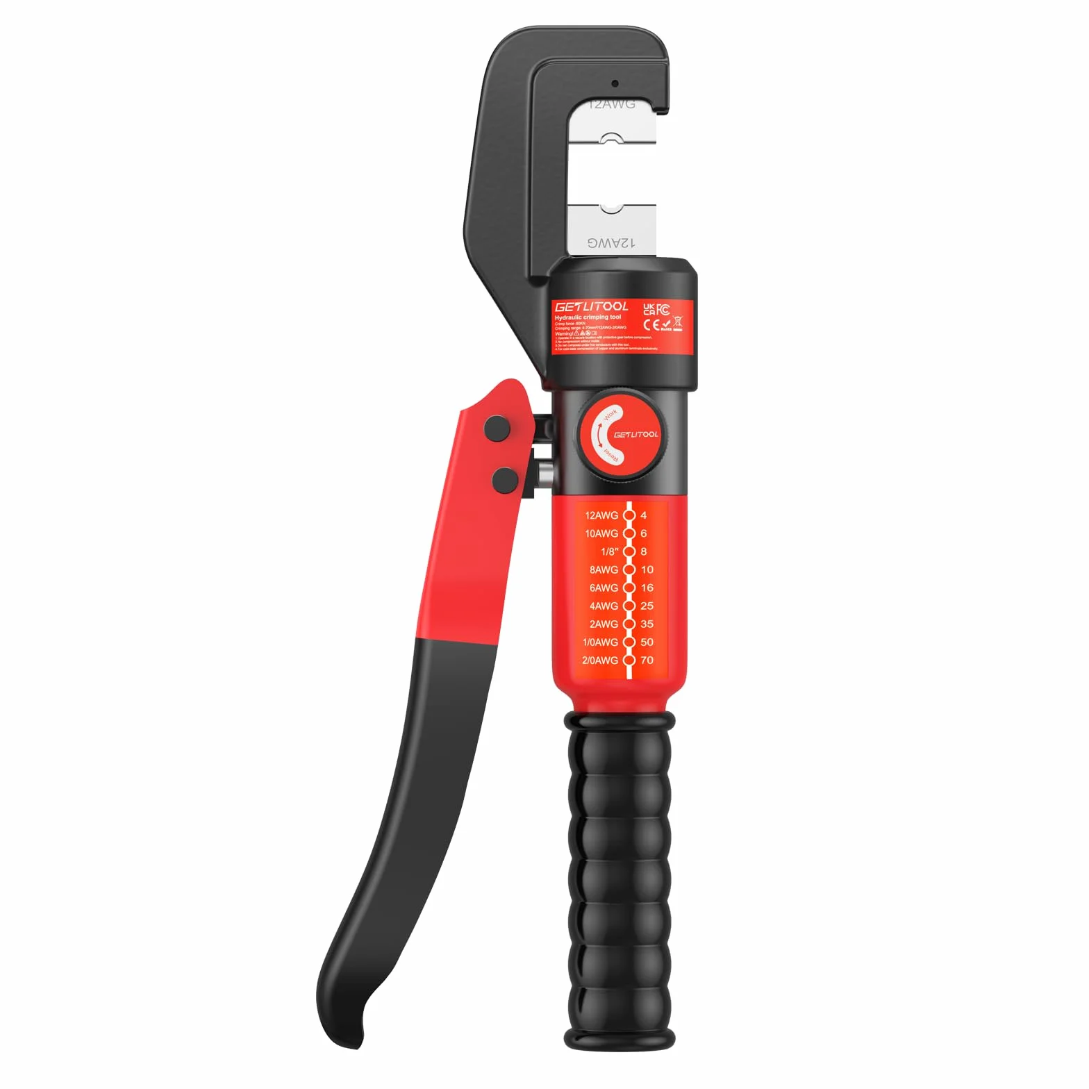 GETLITOOL 8-tonowy hydrauliczny zestaw narzędzi do zaciskania z 9 matrycami i przecinakiem do drutu, wytrzymała hydrauliczna zaciskarka do kabli akumulatorowych, końcówek i zacisków do zastosowań