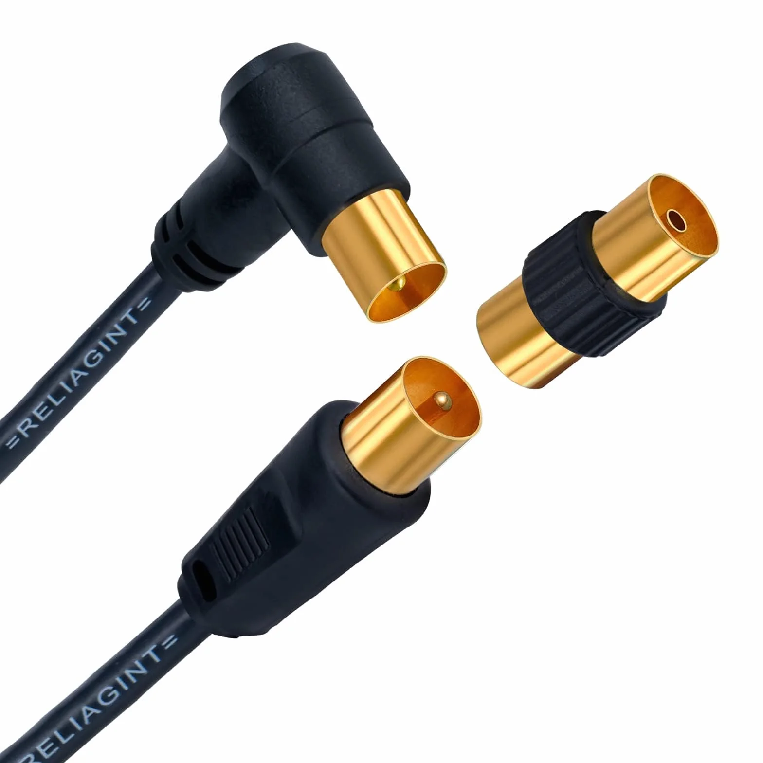 Kabel antenowy TV 2m koncentryczny 75 Ohm IEC 9,5 mm męski–męski 3C2V czysta miedź podwójne ekranowanie