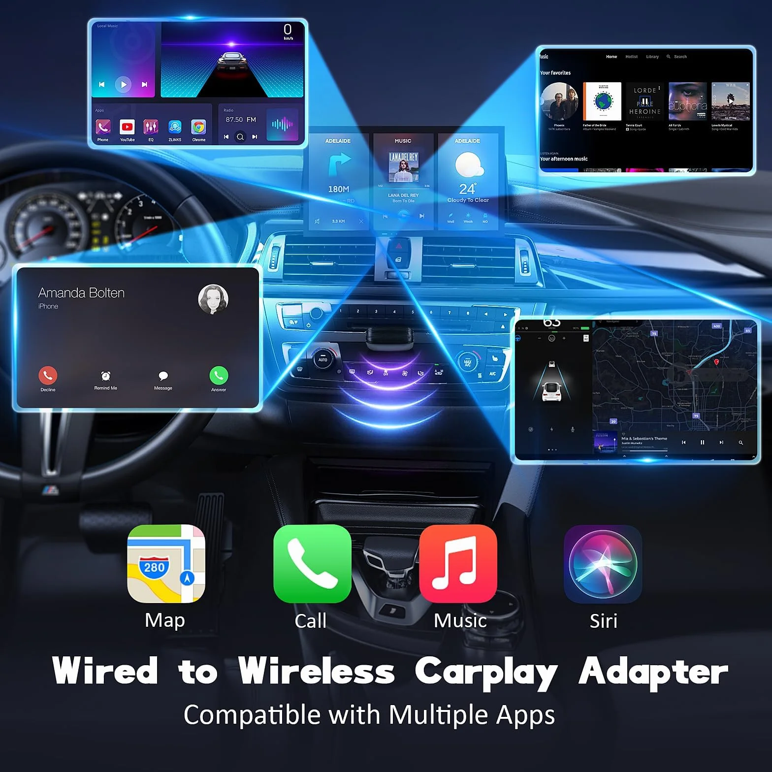 Bezprzewodowy adapter 2 w 1 do Android Auto i CarPlay, Stick przekształca przewodowy Android Auto/Carplay w bezprzewodowo, kompatybilny z samochodami AA i CarPlay, Plug & Play, stabilne połączenie