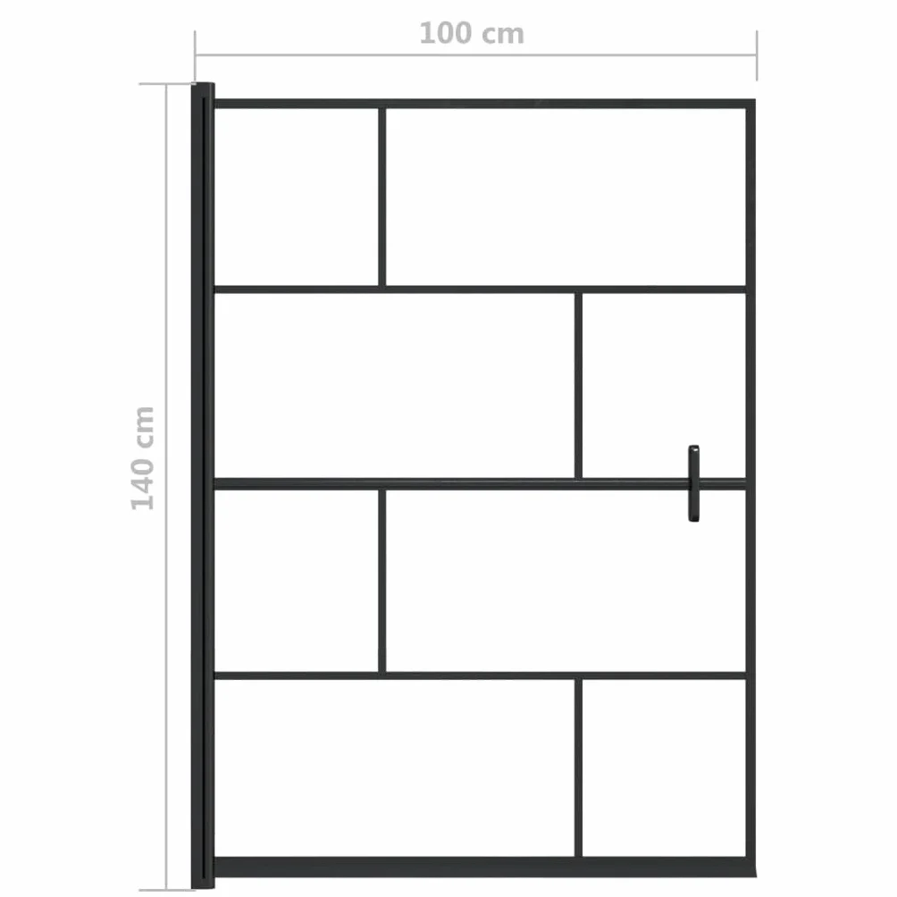 Kabina prysznicowa ESG 100 x 140 cm, czarna, z profilem aluminiowym, szkło bezpieczne, uchwyt, wnęka, prysznic, ścianka prysznicowa, ścianka prysznicowa do łazienki i wanny