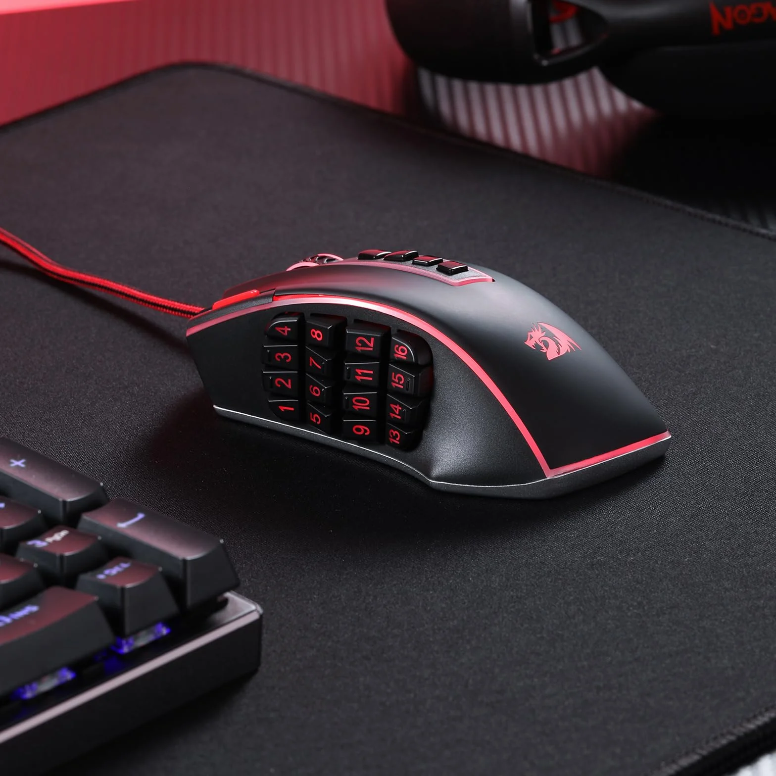 Redragon M990 Mysz do gier MMO, 32000 DPI, przewodowa RGB, 23 programowalne przyciski, aluminiowa podstawa