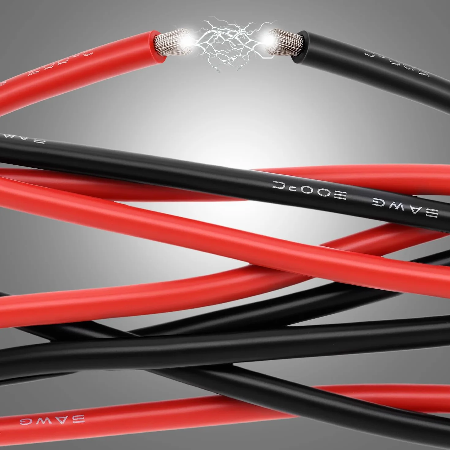 QWORK 8 AWG 8,3 mm² przewód silikonowy - 1,5 m czarny i 1,5 m czerwony - przewód elektryczny 1650 żył cynowany drut miedziany do RC samochodu, drona, akumulatora samolotu itp