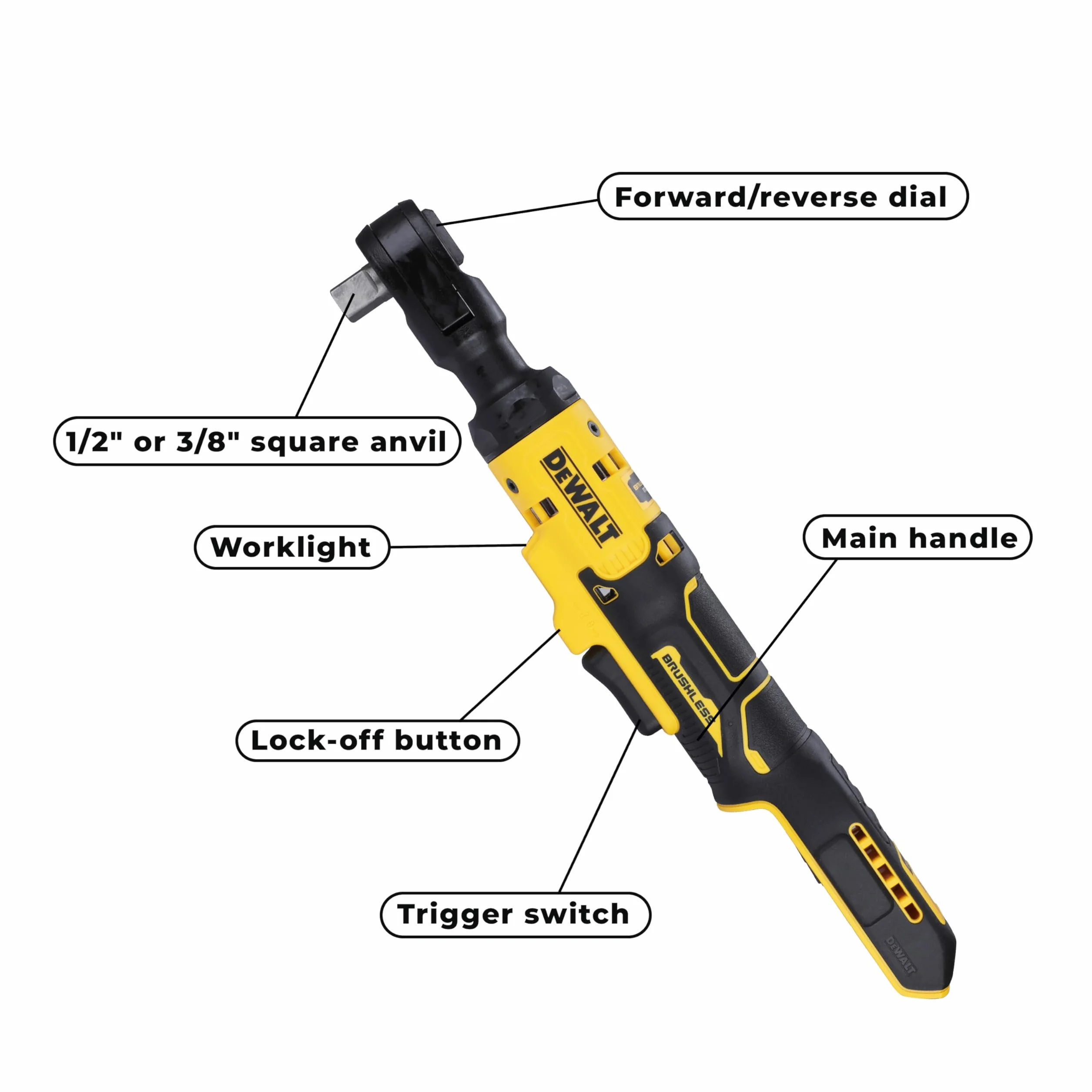 DEWALT DCF512N-XJ 18V XR bezszczotkowa grzechotka 1/5.1 cm z otwartą głowicą - goła jednostka