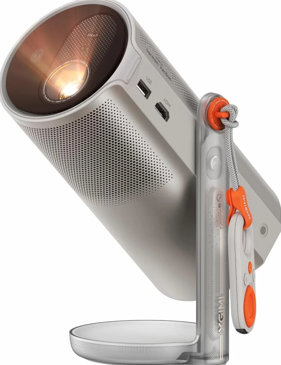 XGIMI MoGo 4 Laser Projektor Przenośny 550 Lumens ISO Obrót 360° Bateria Wbudowana Google TV Netflix Harman Kardon