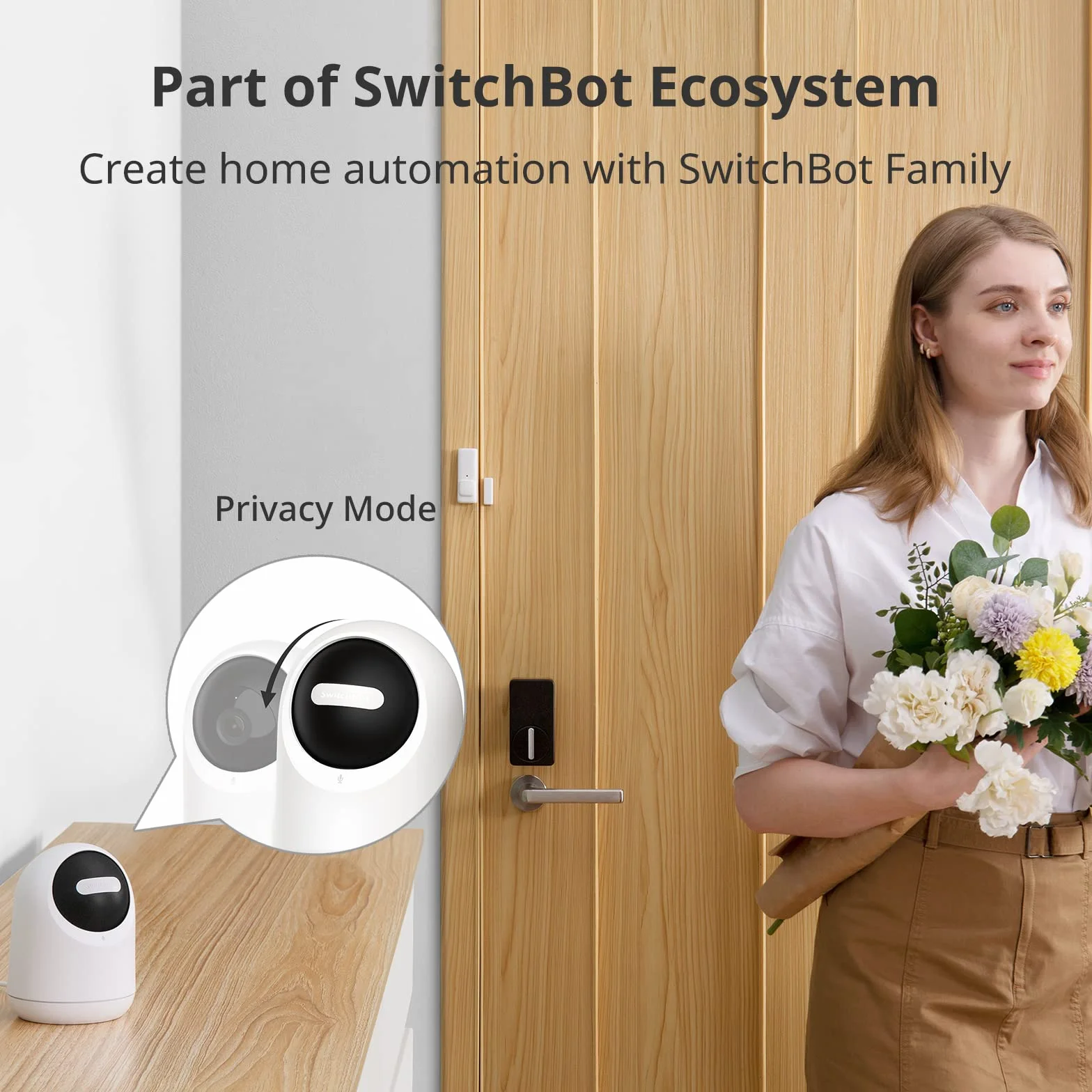 SwitchBot Kamera do monitoringu wewnątrz, kamera WLAN z osłoną pola widzenia 360°/115°, wykrywanie osób, śledzenie ruchu, 2-drożne audio, widoczność w nocy na podczerwień, kompatybilna z Alexa, tylko