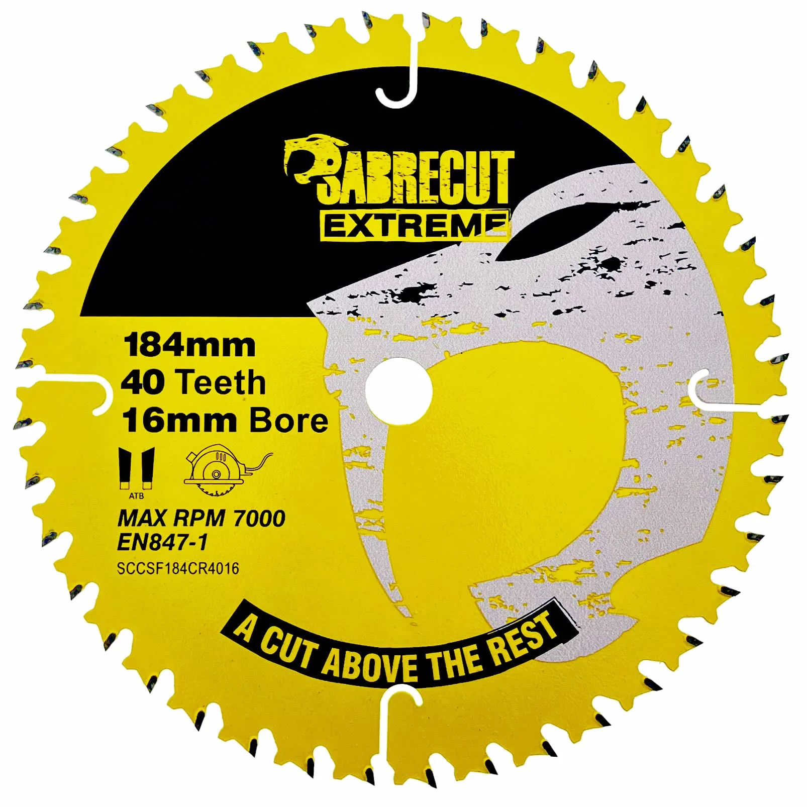 1 x SCCSF184CR4016 SabreCut 184 mm otwór 40T x 16 mm brzeszczot do piły tarczowej kompatybilny z Dewalt (DCS570, DCS572 i DWE560) Makita Milwaukee Ryobi i wieloma innymi