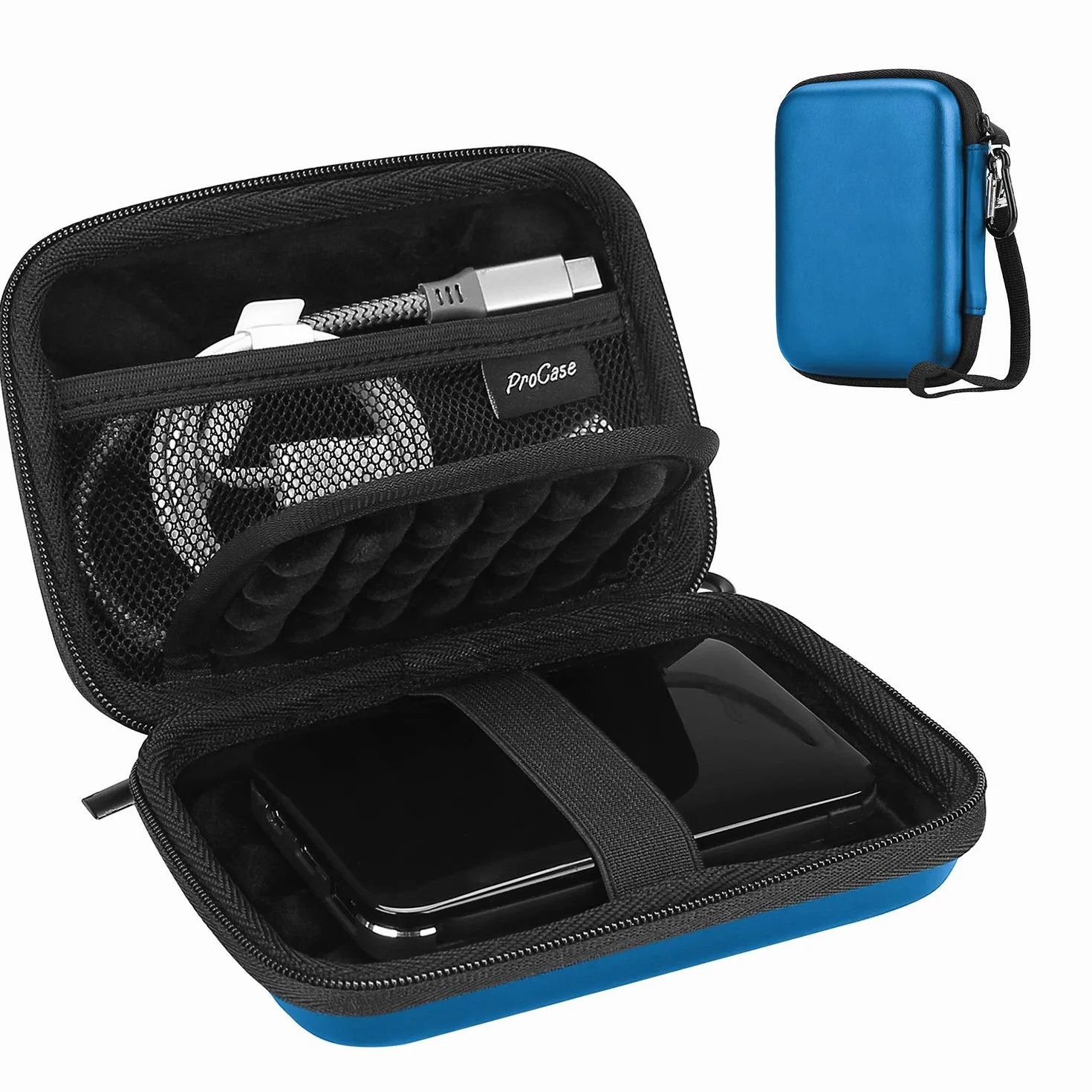 ProCase pokrowiec ochronny na dysk twardy 2,5" zewnętrzny przenośny futerał odporny na wstrząsy do WD Toshiba Canvio Seagate Samsung granatowy
