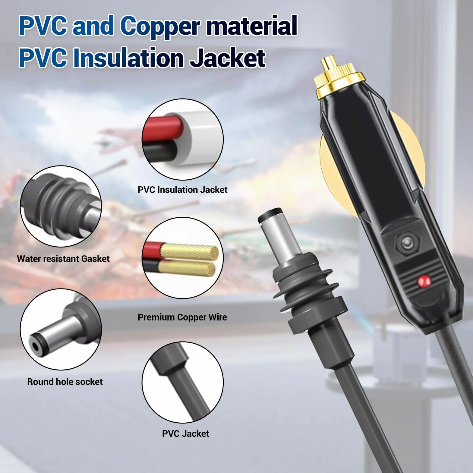 Kabel Zasilający Mini DC 12V 18AWG IP68 do Samochodu
