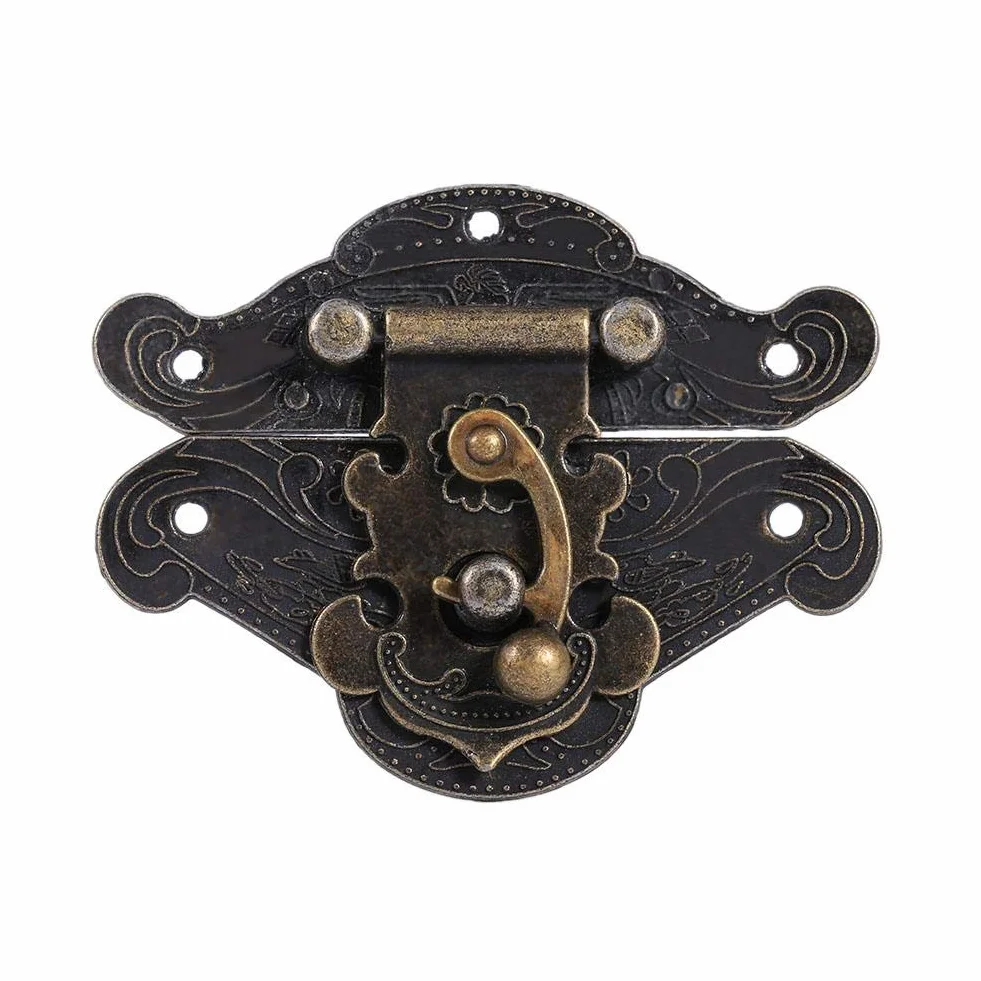 Mxtech Hasp skrzynki, klamka do szafy, zatrzask zatrzaskowy, antyczny retro vintage dekoracyjny zatrzask zatrzaskowy do pudełek na biżuterię (super mały 38 * 29 mm)