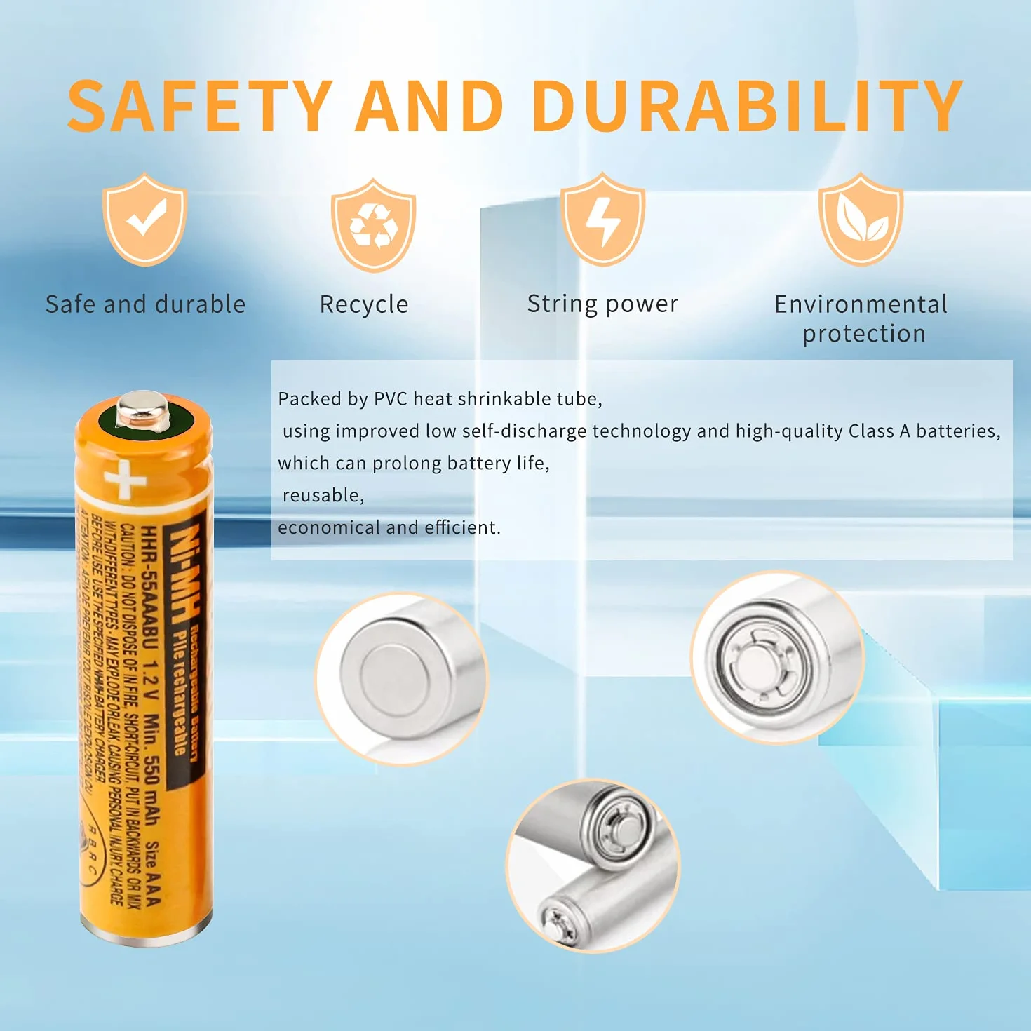 Zestaw 4 baterii AAA do Panasonic Gigaset, 550 mah 1,2V HHR-55AAABU Ni-MH Bateria do telefonu bezprzewodowego