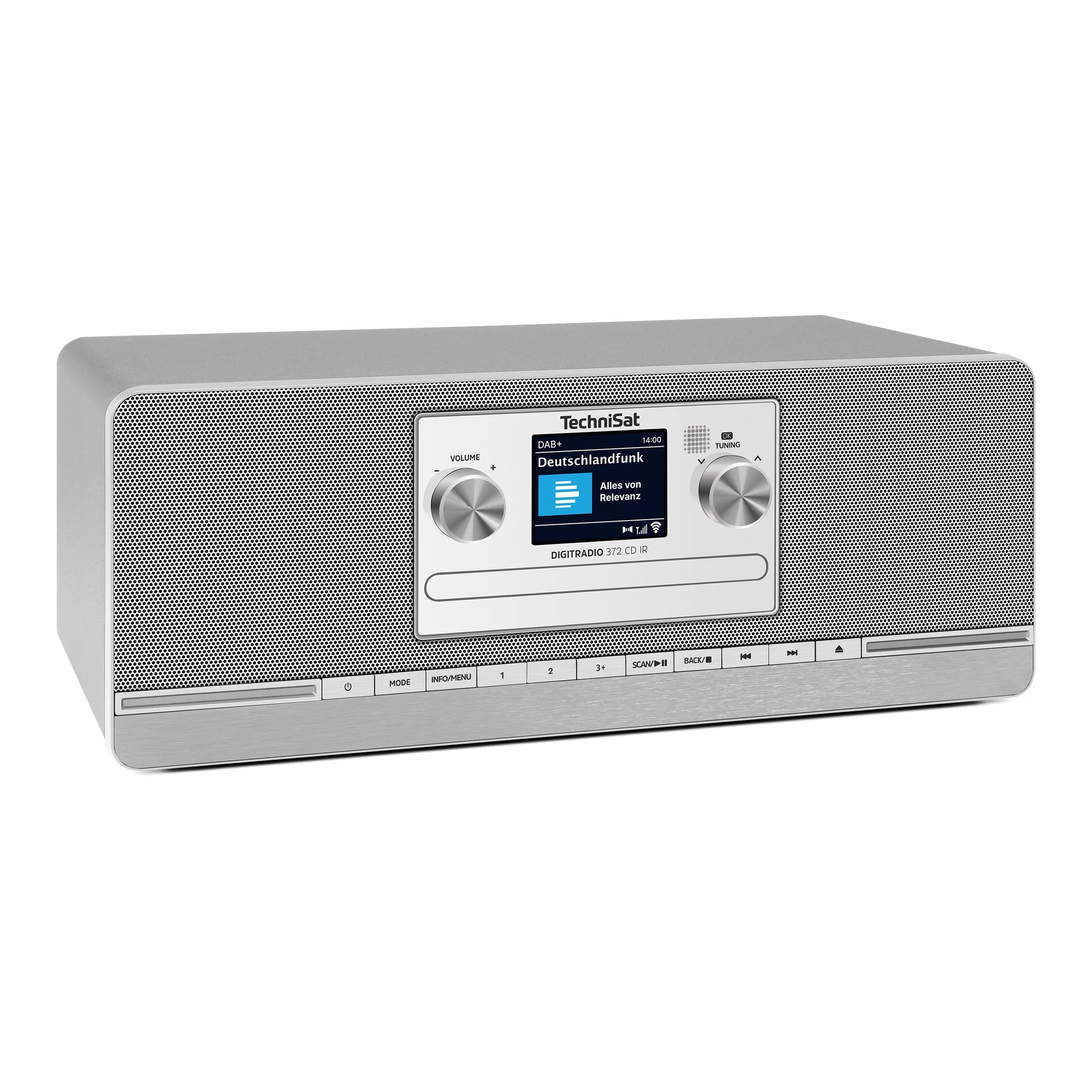 TechniSat DIGITRADIO 372 CD IR – stereofoniczne radio internetowe z DAB+, FM, odtwarzaczem CD, Wi-Fi, Bluetooth, kolorowym wyświetlaczem, USB, AUX, wyjściem słuchawkowym, 10 W, aplikacją, pilotem