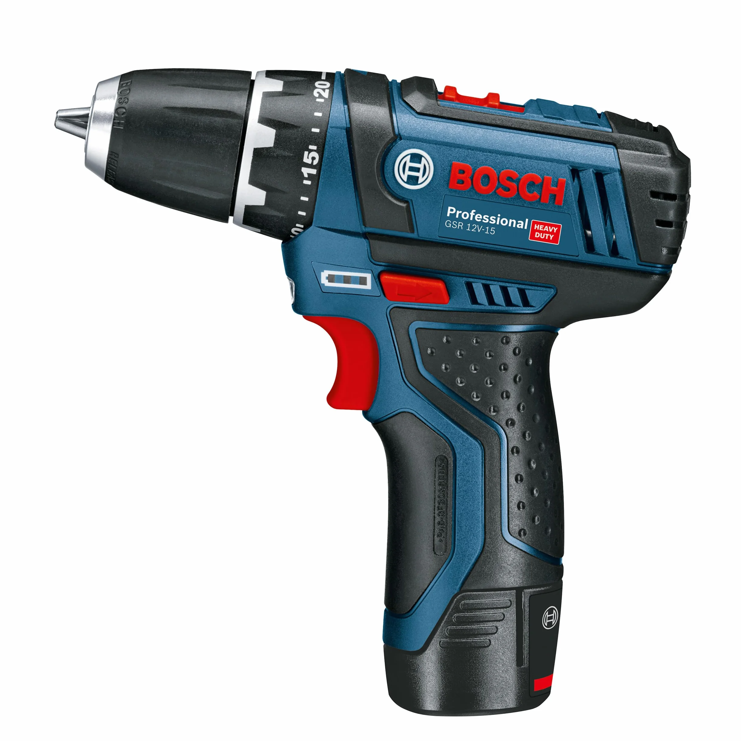 Bosch Professional System 12 V wiertarko-wkrętarka akumulatorowa GSR-12 V-15 (z zestawem 2 x akumulator 2,0 Ah, ładowarka GAL 12 V-20, zestaw bitów)