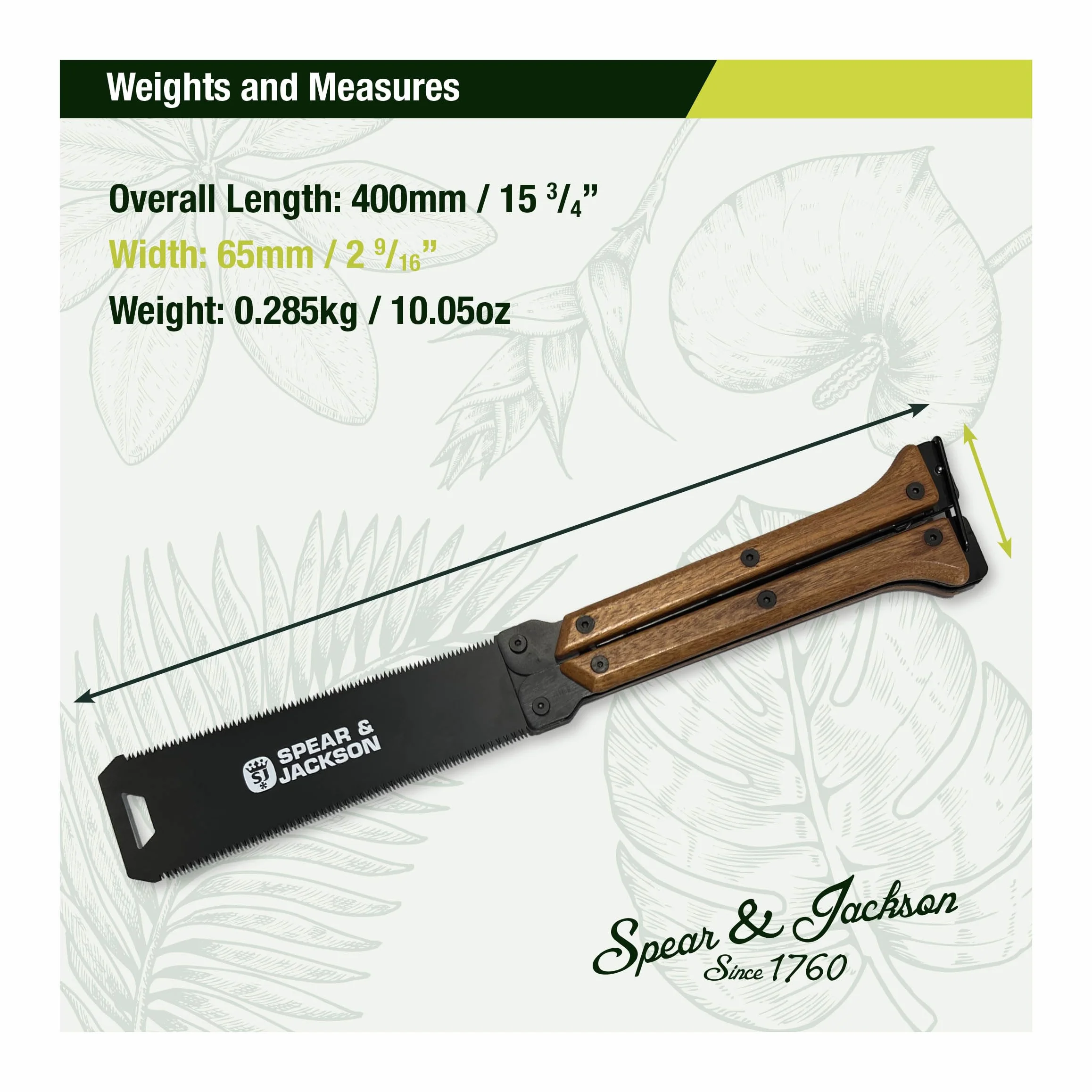 Spear & Jackson 4978KEW Kew Gardens, Składana Piła Ogrodowa 8", Japońska Dwustronna Piła do Cięcia na Ciąg, Precyzyjna i Kompaktowa, do Przycinania