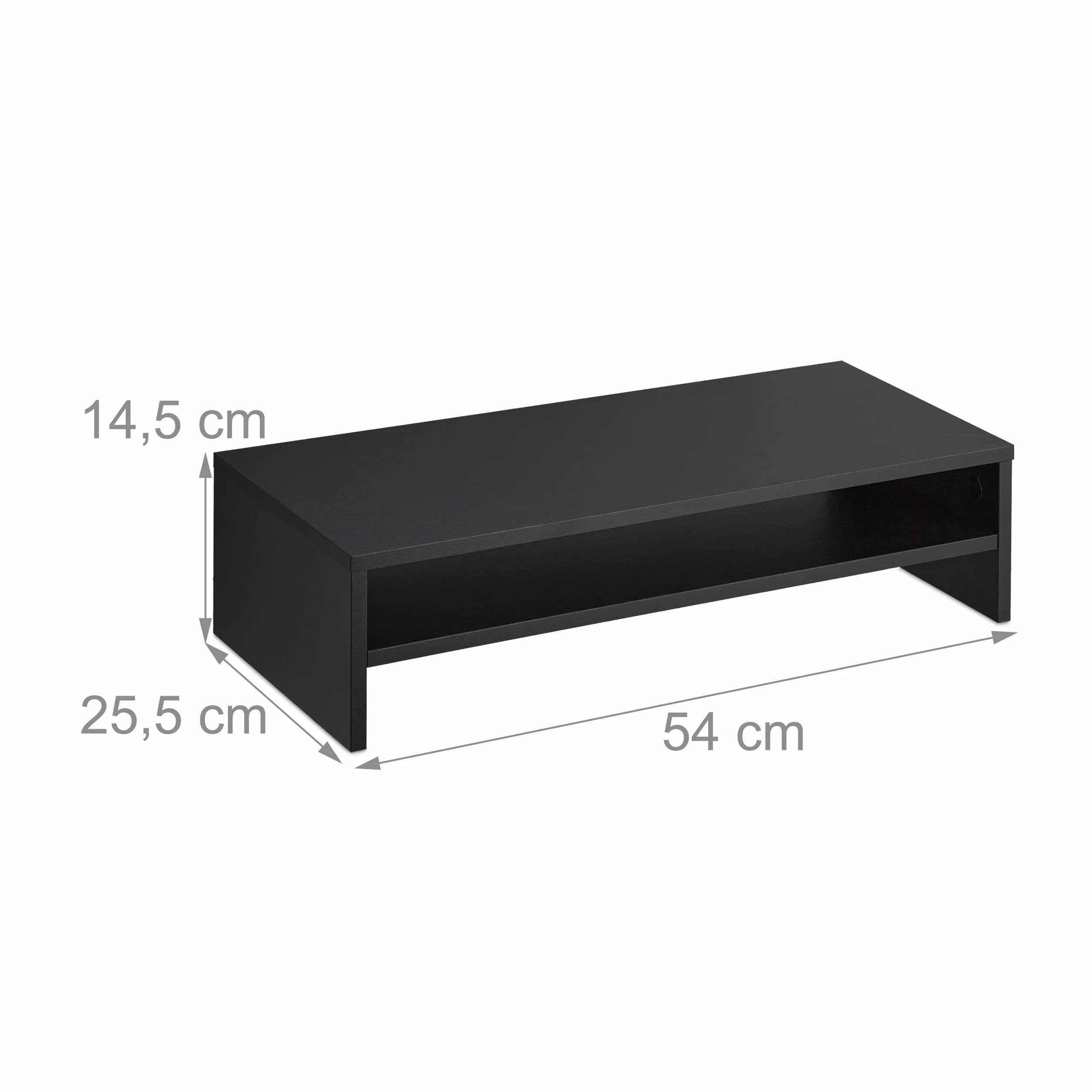 Relaxdays Stojak na monitor 54x25,5x14,5 cm czarny płyta pilśniowa