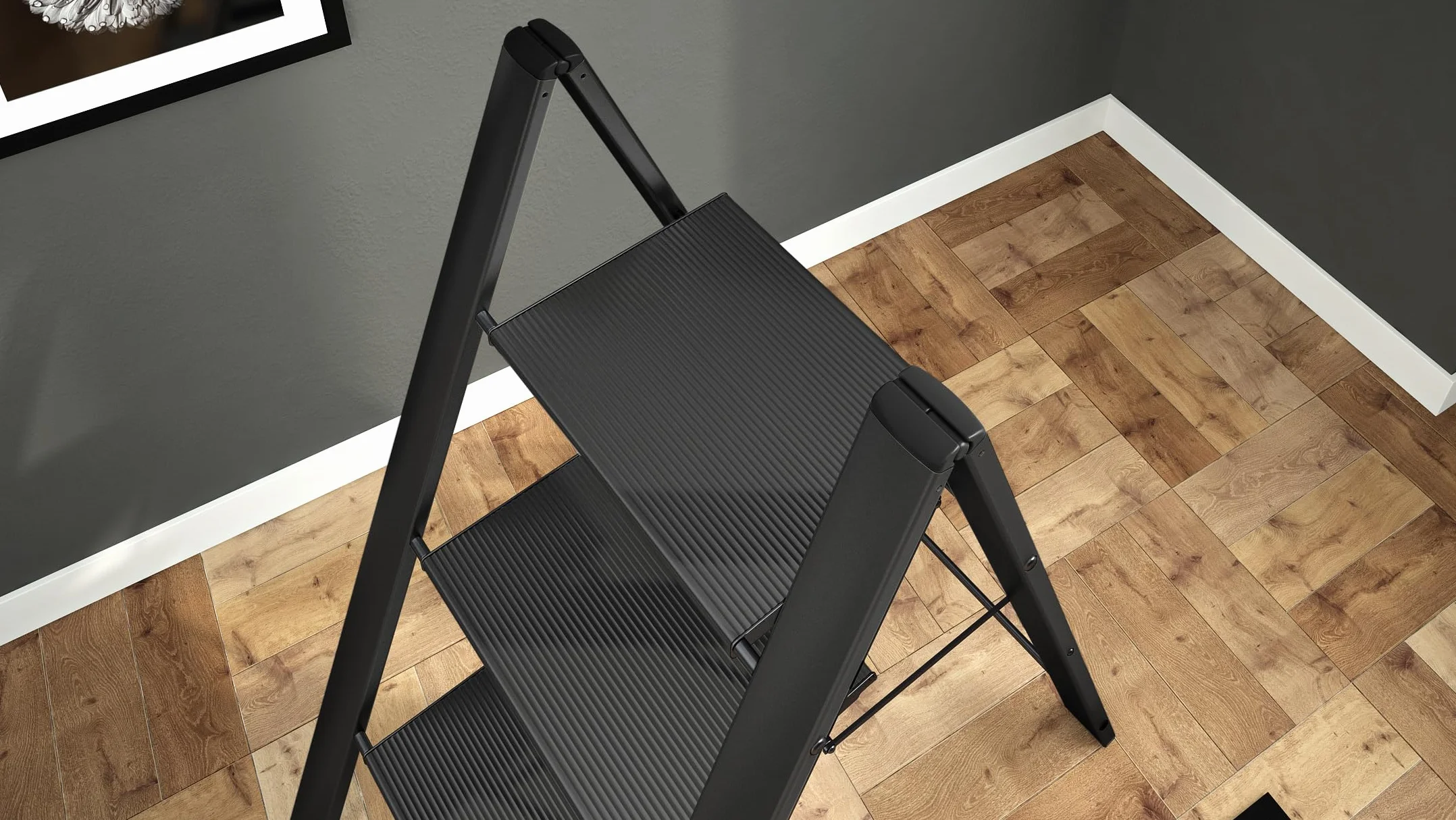 Anodowane aluminiowe stepy Stool Leonardo 3 Black