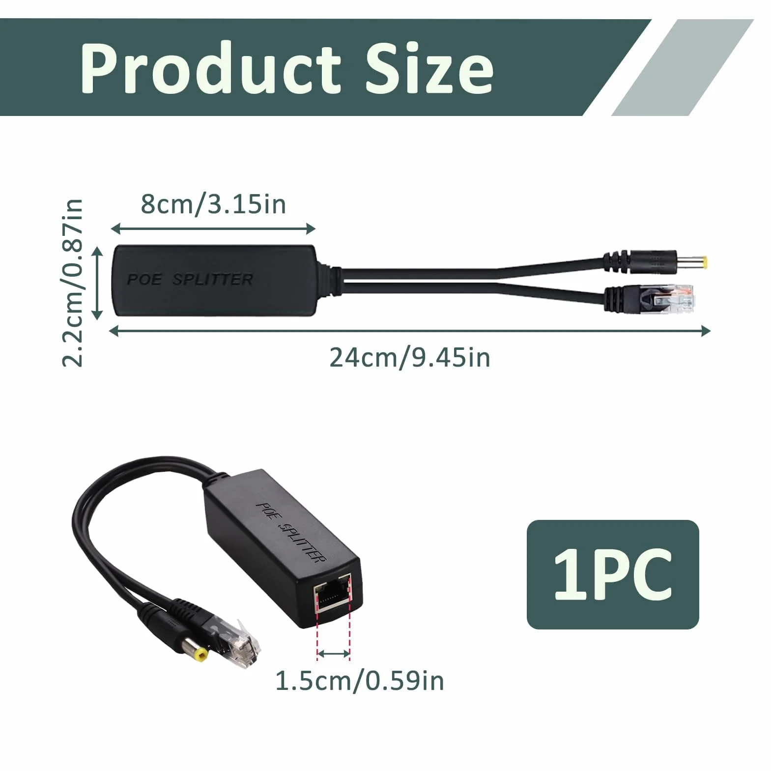 Poe wtyczka DC 48V do 12V 2A rozdzielacz IEEE802.3af/at adapter PoE do kamery IP AP Smart Home 240mm