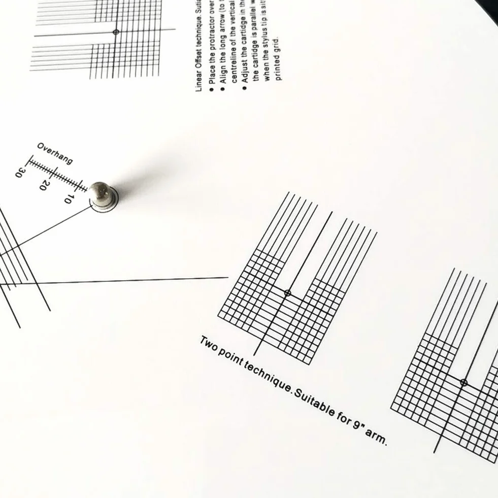 Kalibracja przetwornika gramofon wyrównanie kartridża kątomierz mata gramofon akcesoria LP płyty winylowe pickup płyta kalibracyjna miernik odległości narzędzie do regulacji kątomierza (biały - 1 szt.)