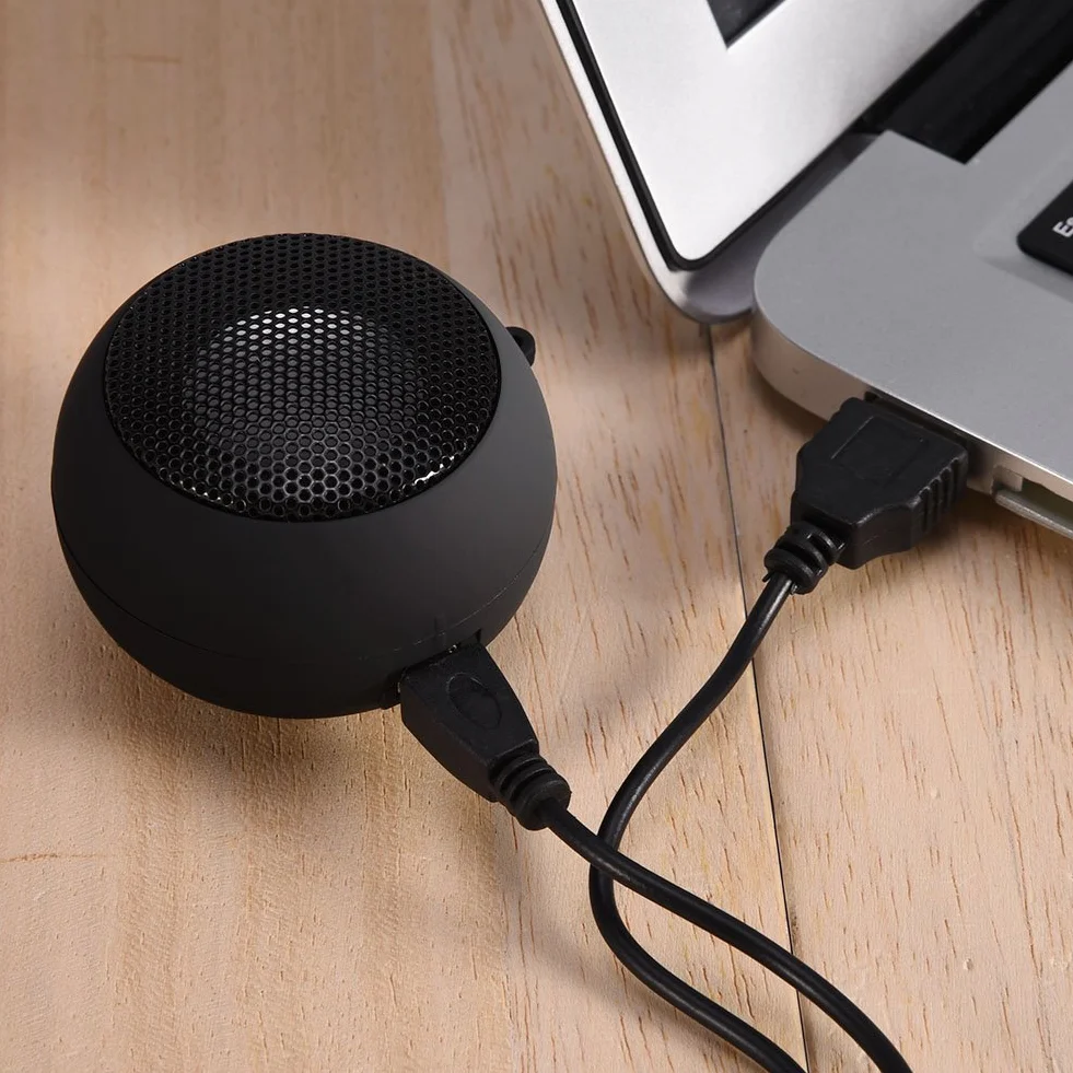 VBESTLIFE Mini głośnik przenośny hamburger akumulator uniwersalny przewodowy USB czarny