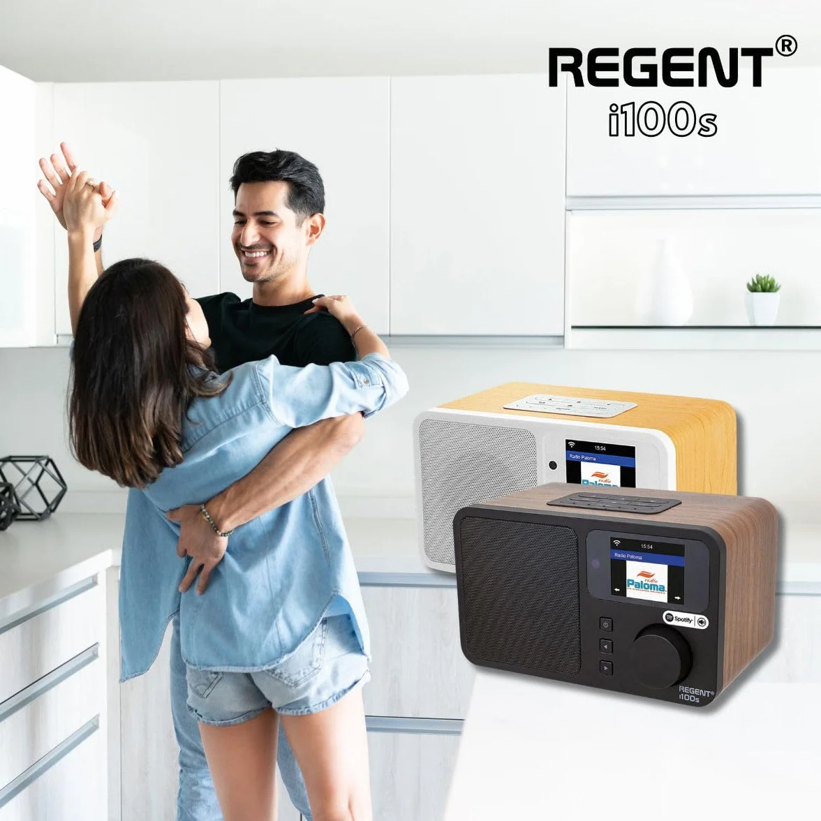 REGENT i100s Spotify Connect Radio internetowe Bluetooth Wi-Fi Radio cyfrowe kuchenne z wyświetlaczem LCD