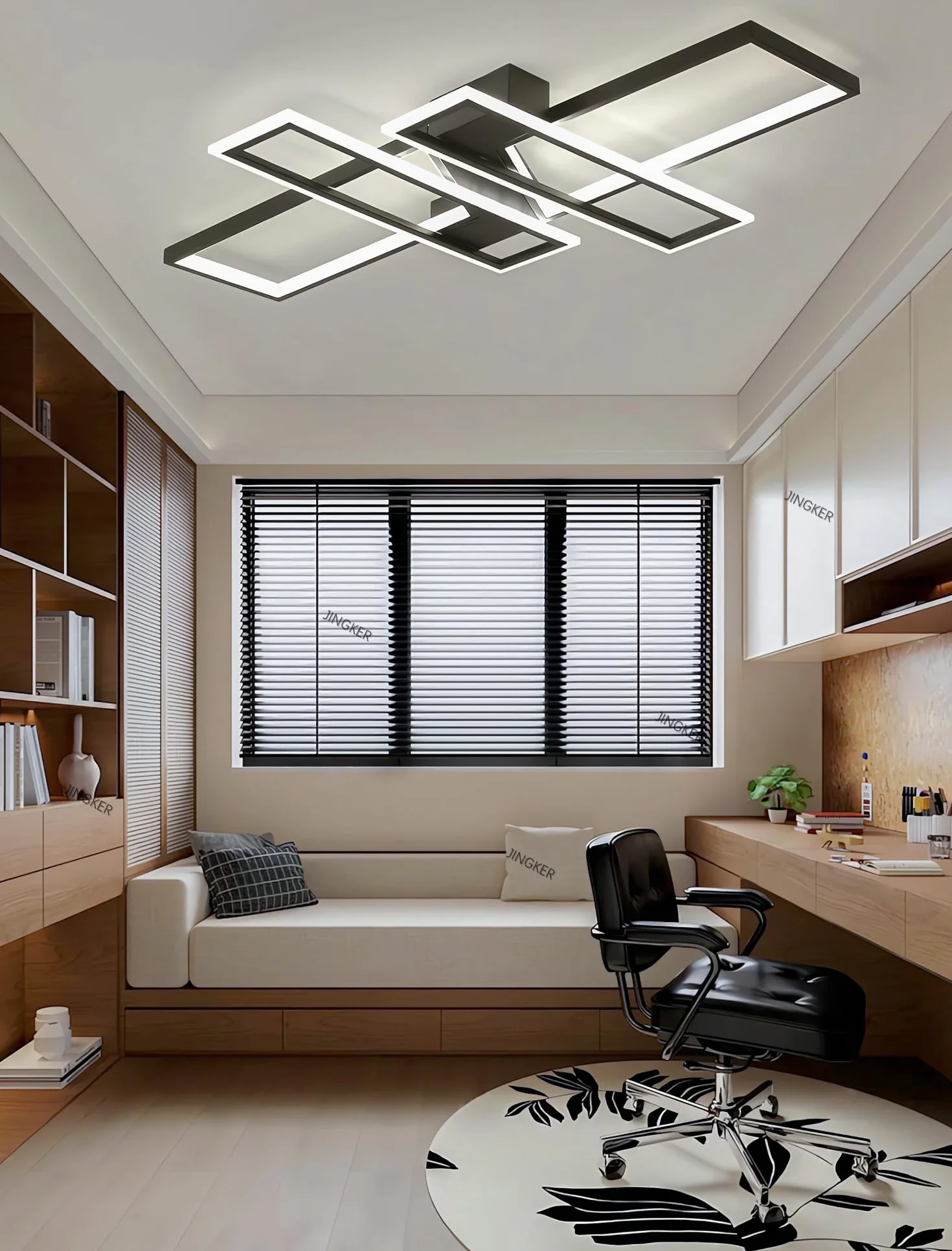 Nowoczesna minimalistyczna lampa sufitowa LED czarna 94W półwpuszczana lampa sufitowa z funkcją ściemniania 10%–100% W zestawie pilot aluminiowa lampa sufitowa odpowiednia do salonów (Czarny, Mały)