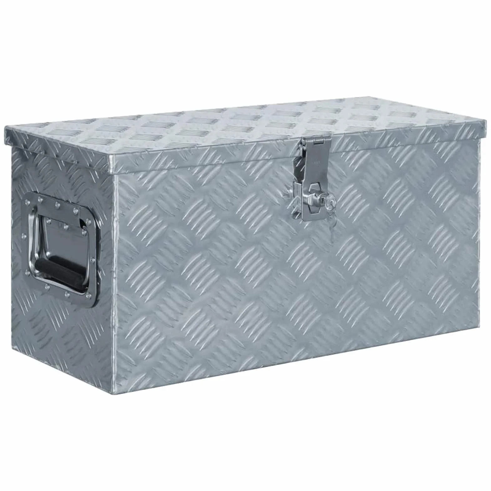 ShGaxin Aluminiowa skrzynka 61,5x26,5x30 cm srebrna, metalowa skrzynka narzędziowa, skrzynka narzędziowa, pudełko aluminiowe 142936